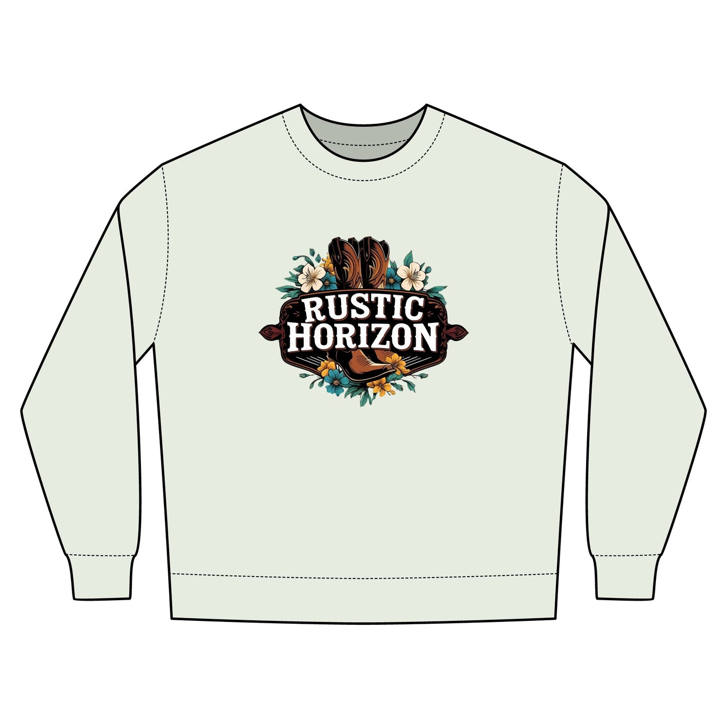 Cowgirl Unisex Rustic Horizon Rodeo Sweatshirt, Unisex Casual Crewneck, Western Style Pullover, Perfect for Fall, Gift for Rodeo Fans