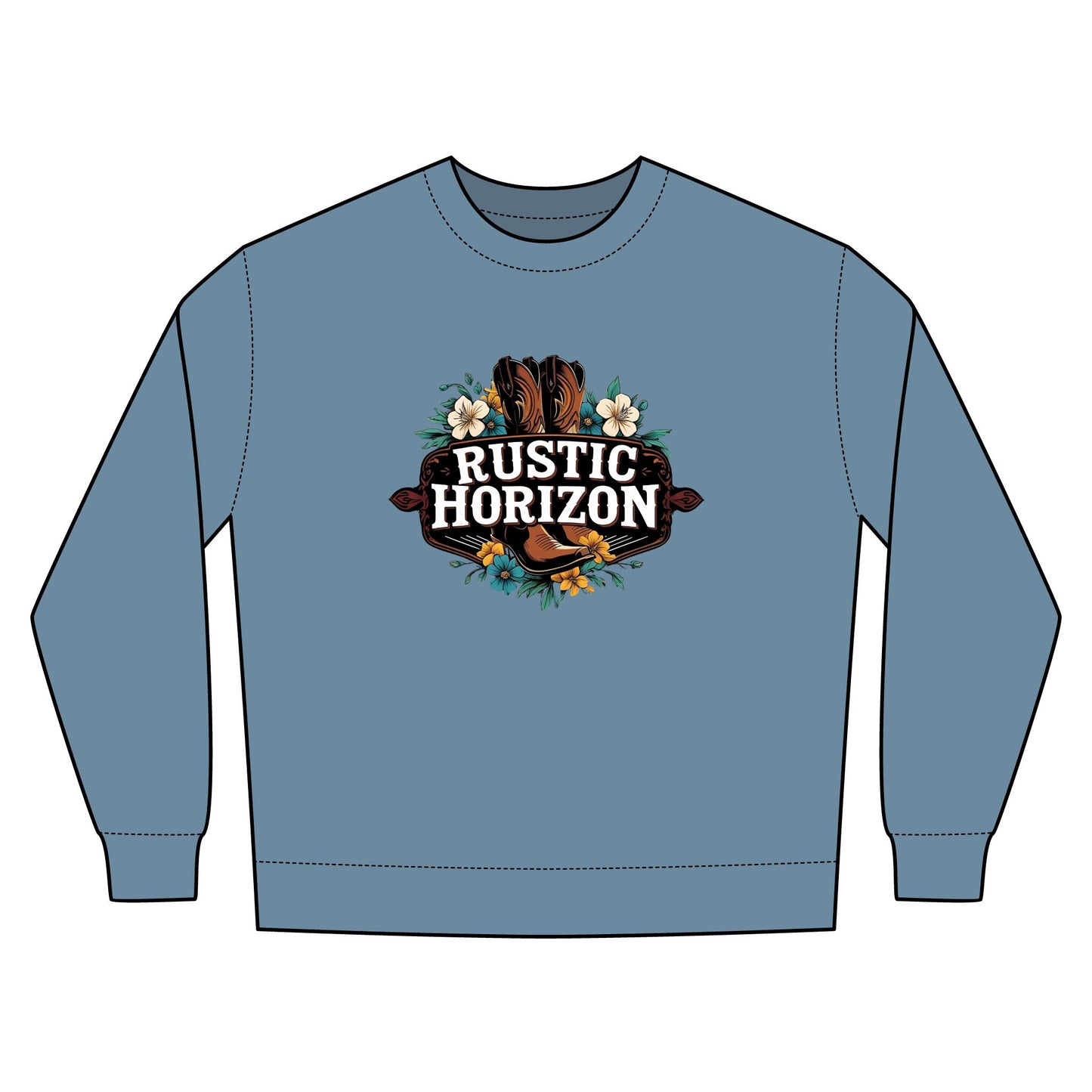 Cowgirl Unisex Rustic Horizon Rodeo Sweatshirt, Unisex Casual Crewneck, Western Style Pullover, Perfect for Fall, Gift for Rodeo Fans