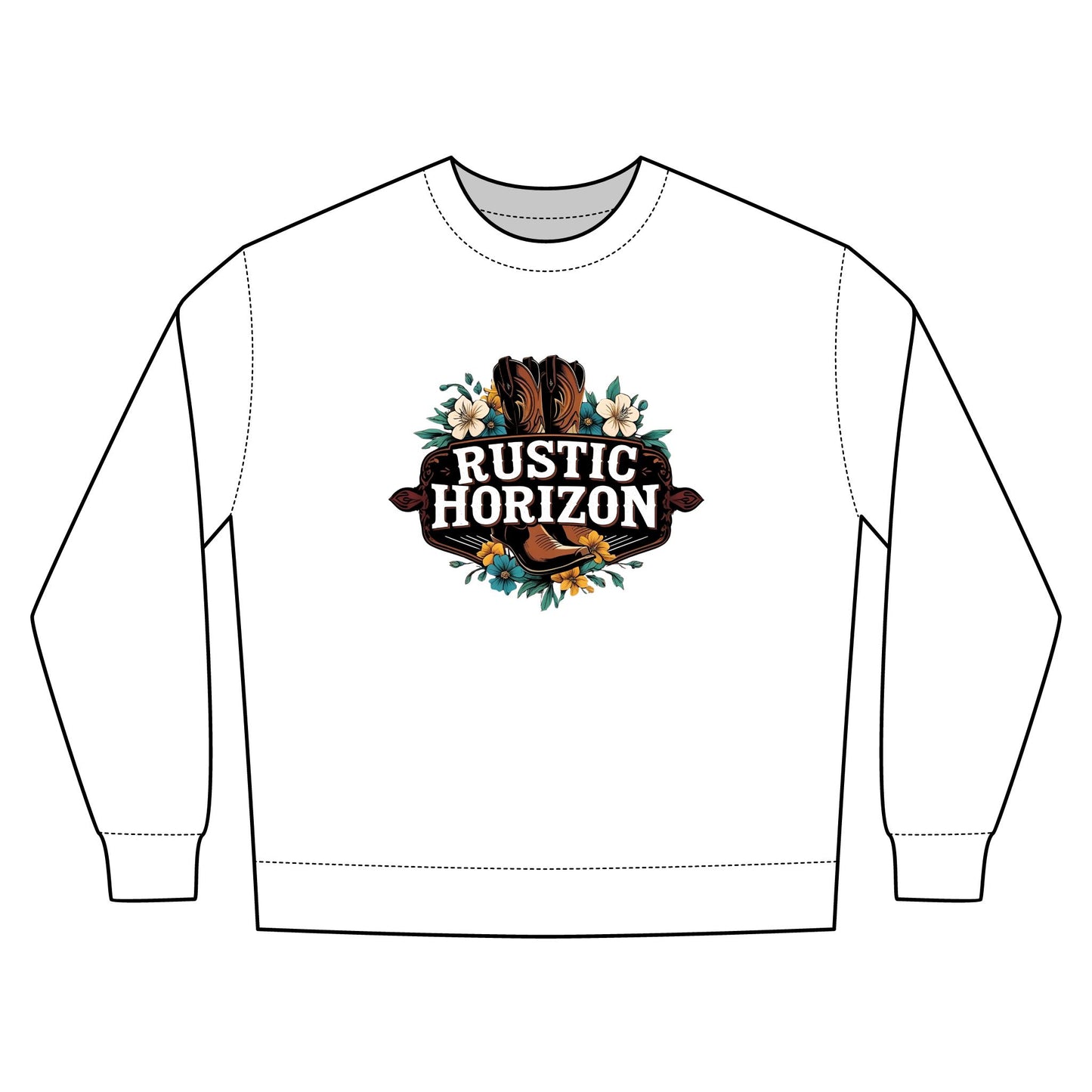 Cowgirl Unisex Rustic Horizon Rodeo Sweatshirt, Unisex Casual Crewneck, Western Style Pullover, Perfect for Fall, Gift for Rodeo Fans