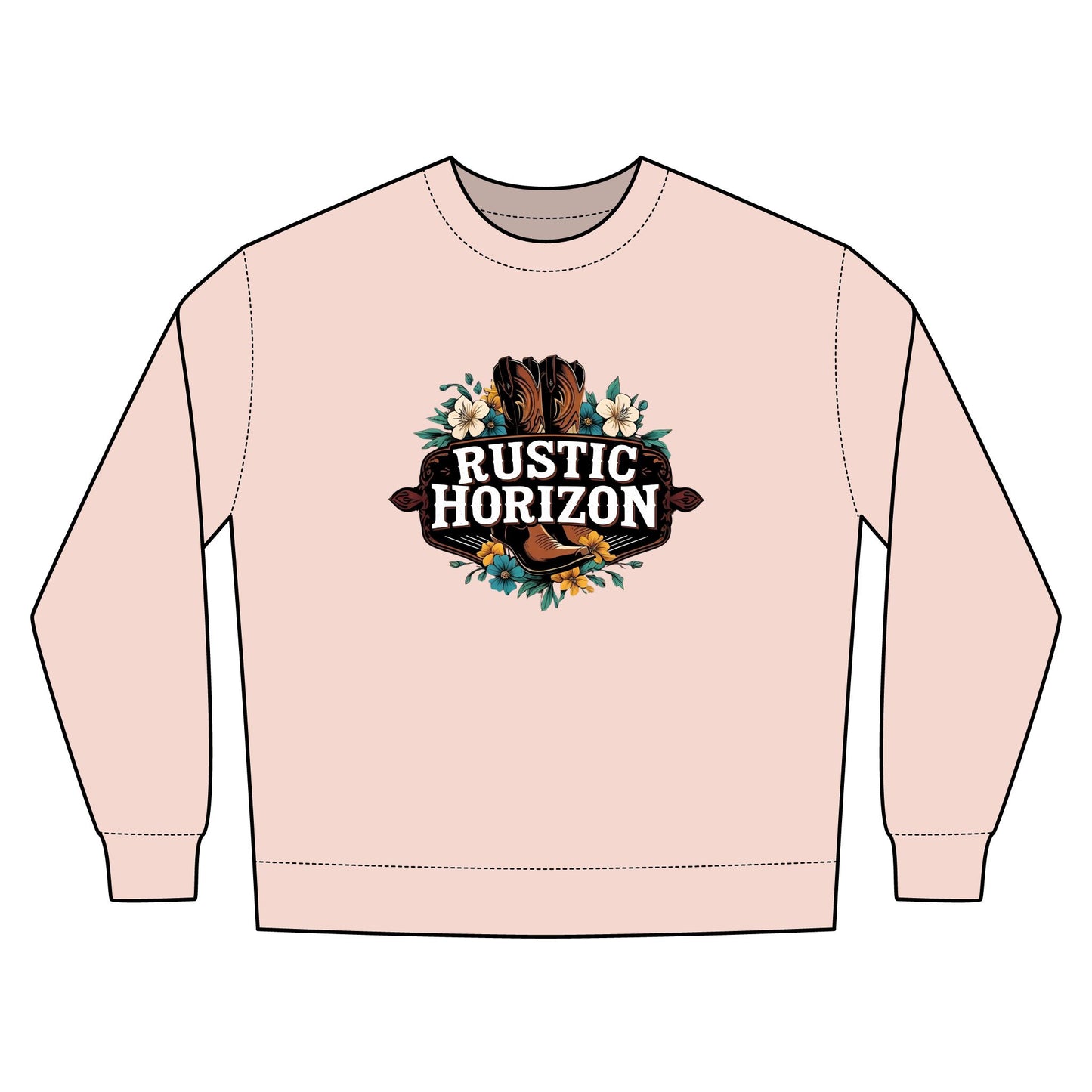 Cowgirl Unisex Rustic Horizon Rodeo Sweatshirt, Unisex Casual Crewneck, Western Style Pullover, Perfect for Fall, Gift for Rodeo Fans