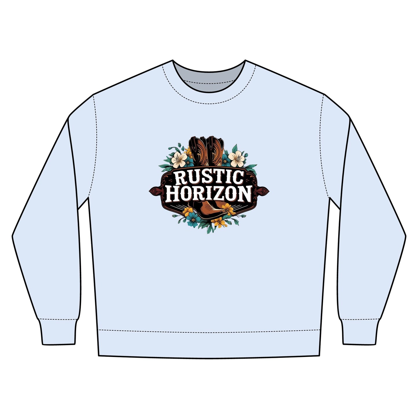 Cowgirl Unisex Rustic Horizon Rodeo Sweatshirt, Unisex Casual Crewneck, Western Style Pullover, Perfect for Fall, Gift for Rodeo Fans