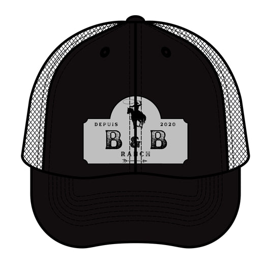 B&B Ranch Retro Trucker Hat - Stylish & Versatile Black Cap for Outdoor Enthusiasts