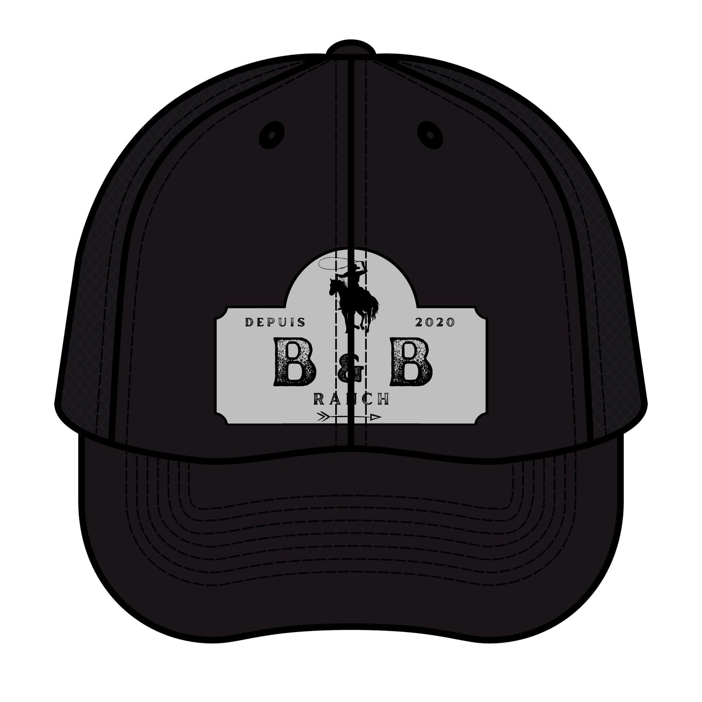B&B Ranch Retro Trucker Hat - Stylish & Versatile Black Cap for Outdoor Enthusiasts