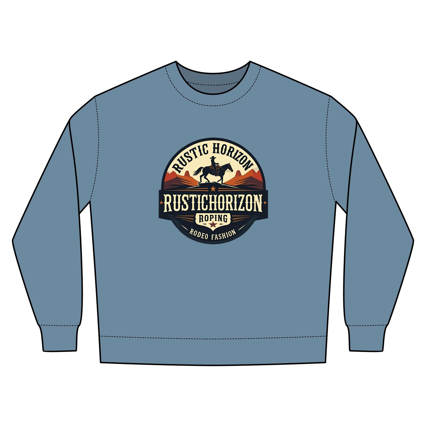 Rustic Horizon Rodeo Sweatshirt, Unisex Casual Crewneck, Western Style Pullover, Perfect for Fall, Gift for Rodeo Fans