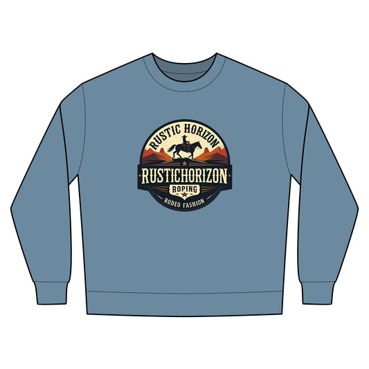 Rustic Horizon Rodeo Sweatshirt, Unisex Casual Crewneck, Western Style Pullover, Perfect for Fall, Gift for Rodeo Fans