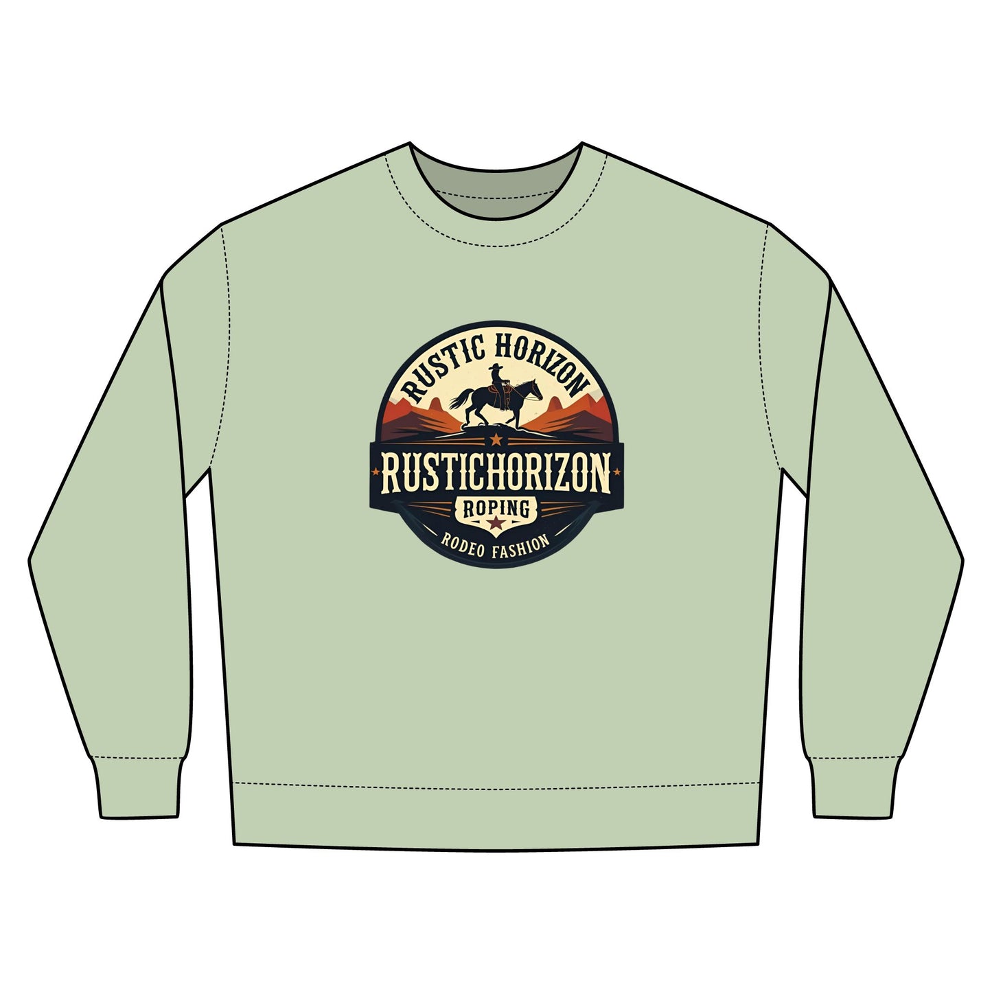Rustic Horizon Rodeo Sweatshirt, Unisex Casual Crewneck, Western Style Pullover, Perfect for Fall, Gift for Rodeo Fans