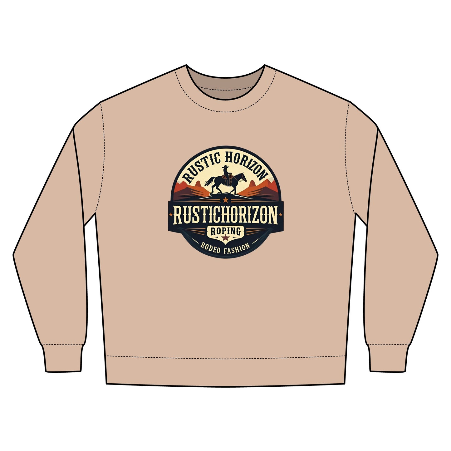 Rustic Horizon Rodeo Sweatshirt, Unisex Casual Crewneck, Western Style Pullover, Perfect for Fall, Gift for Rodeo Fans