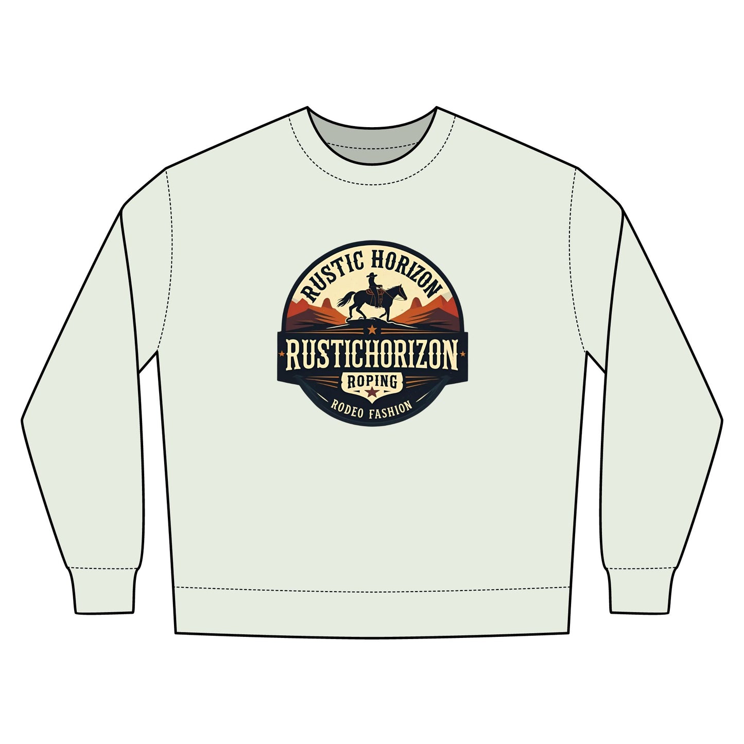 Rustic Horizon Rodeo Sweatshirt, Unisex Casual Crewneck, Western Style Pullover, Perfect for Fall, Gift for Rodeo Fans