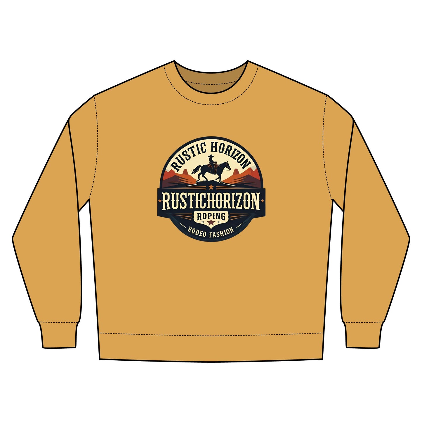 Rustic Horizon Rodeo Sweatshirt, Unisex Casual Crewneck, Western Style Pullover, Perfect for Fall, Gift for Rodeo Fans