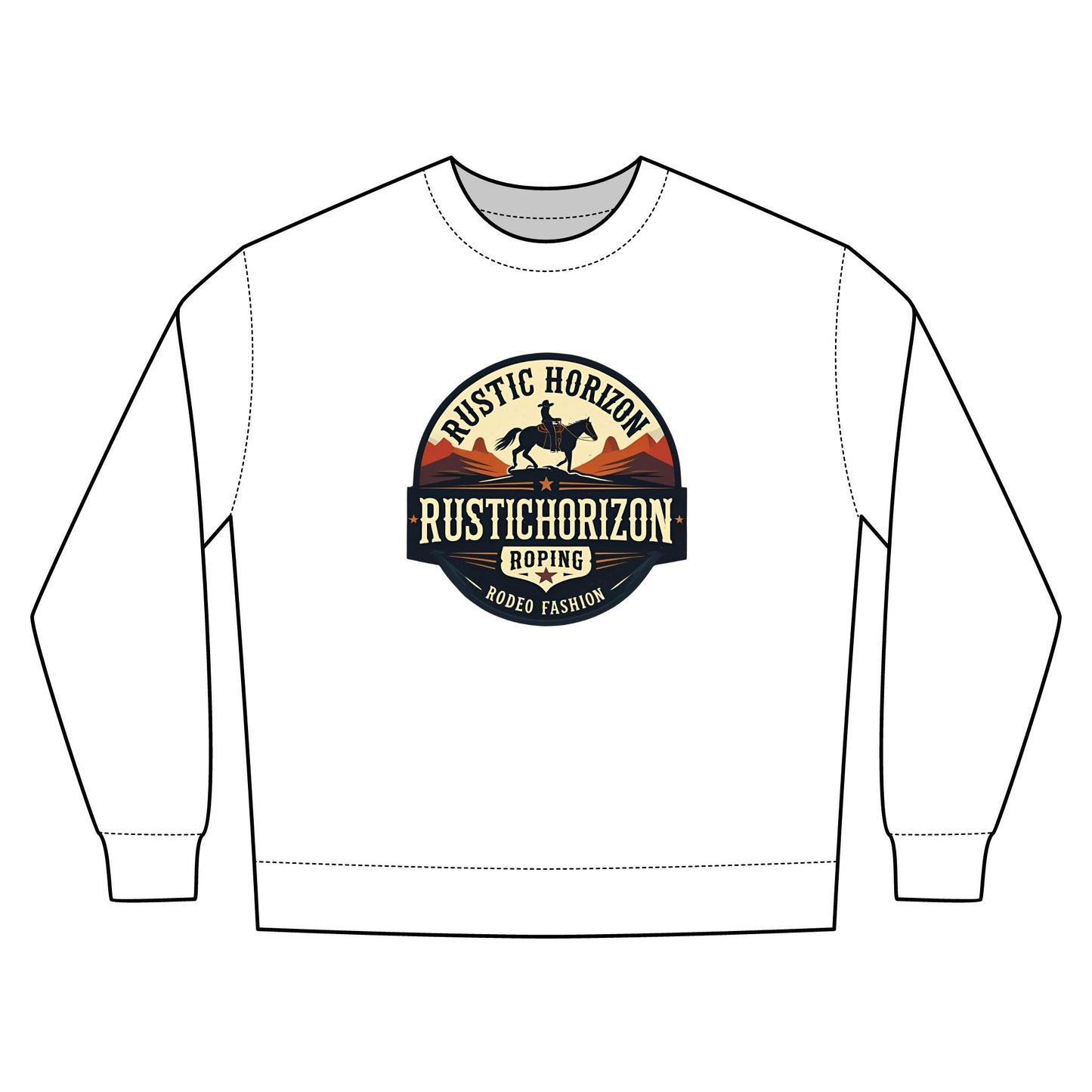 Rustic Horizon Rodeo Sweatshirt, Unisex Casual Crewneck, Western Style Pullover, Perfect for Fall, Gift for Rodeo Fans