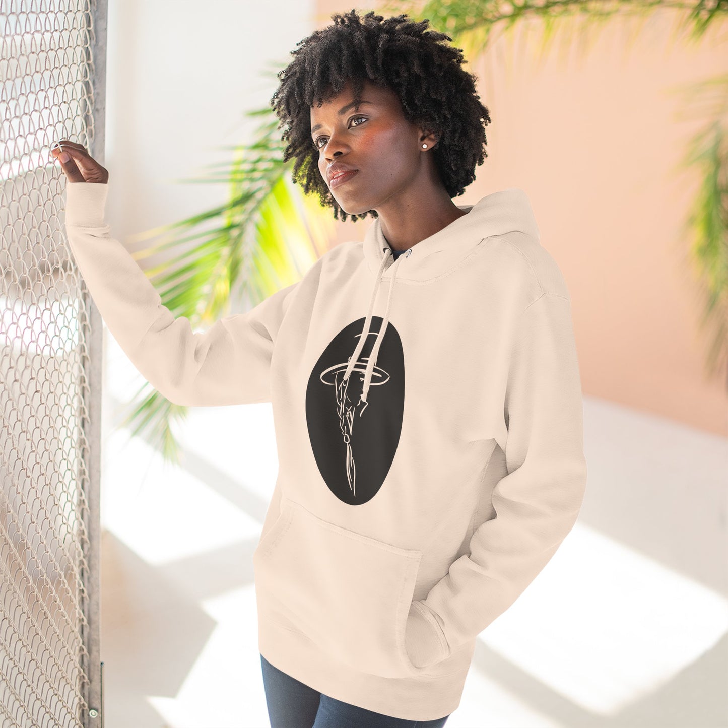 Stylish Three-Panel Fleece Hoodie with Minimalist Design