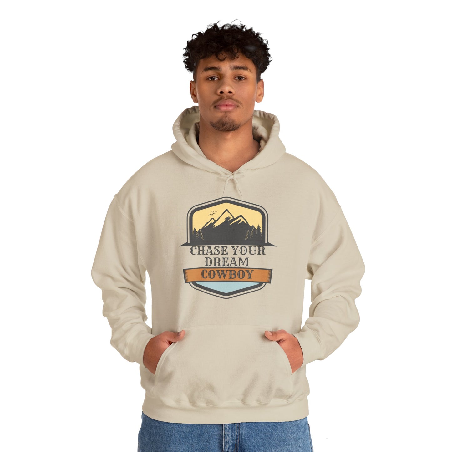 CHASE YOUR DREAM COWBOW MOUNTAIN Unisex Heavy Blend™ Hooded Sweatshirt