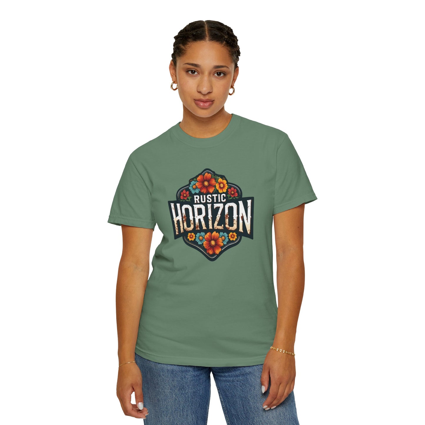 Rustic Horizon Flowers UNISEX T-Shirt｜Festival Wear, Casual Outfit, Gift for Nature Lovers, Vintage Style Tee, Summer Essential