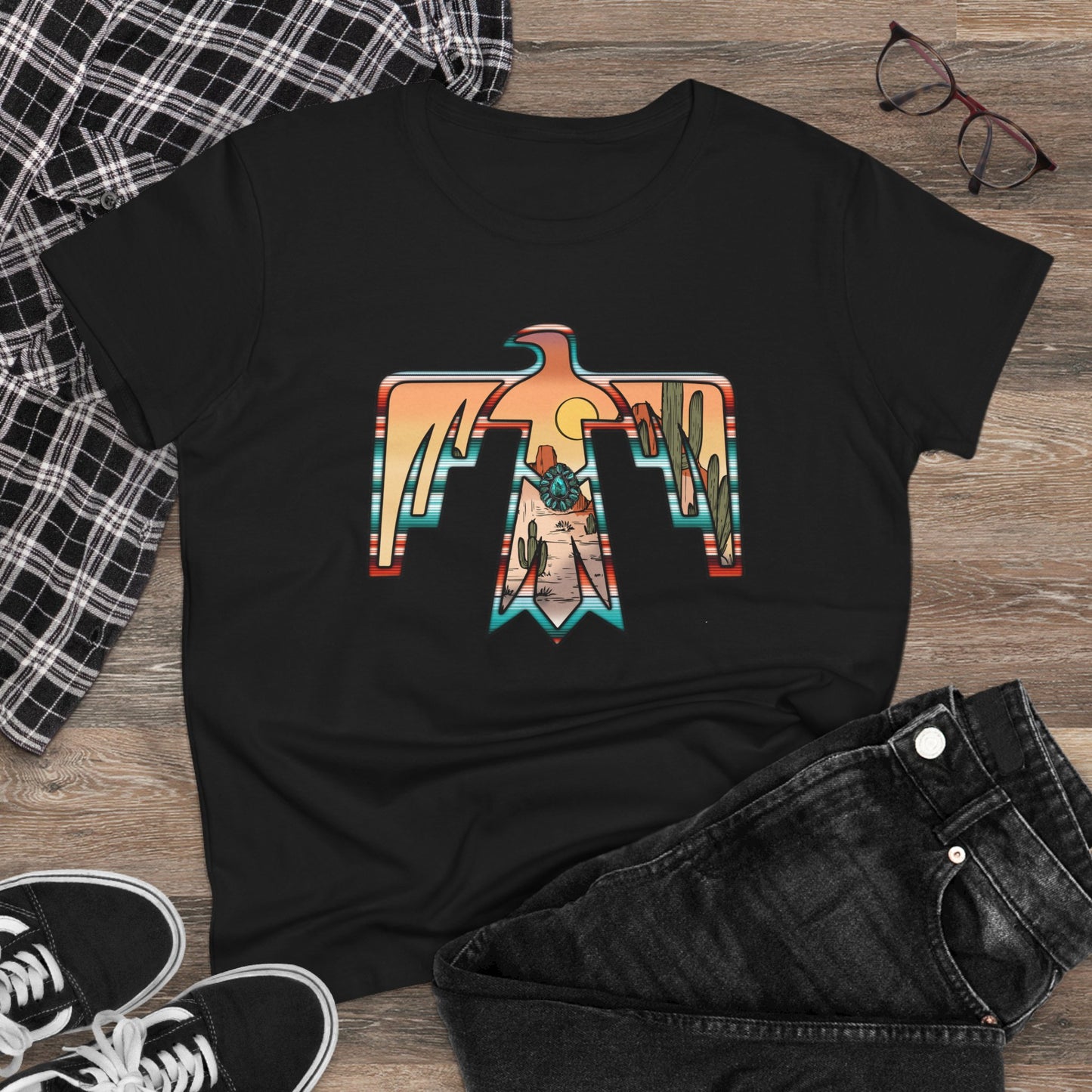 Women's Tee - Cowgirl Thunderbird Eagle Western Fashion Print