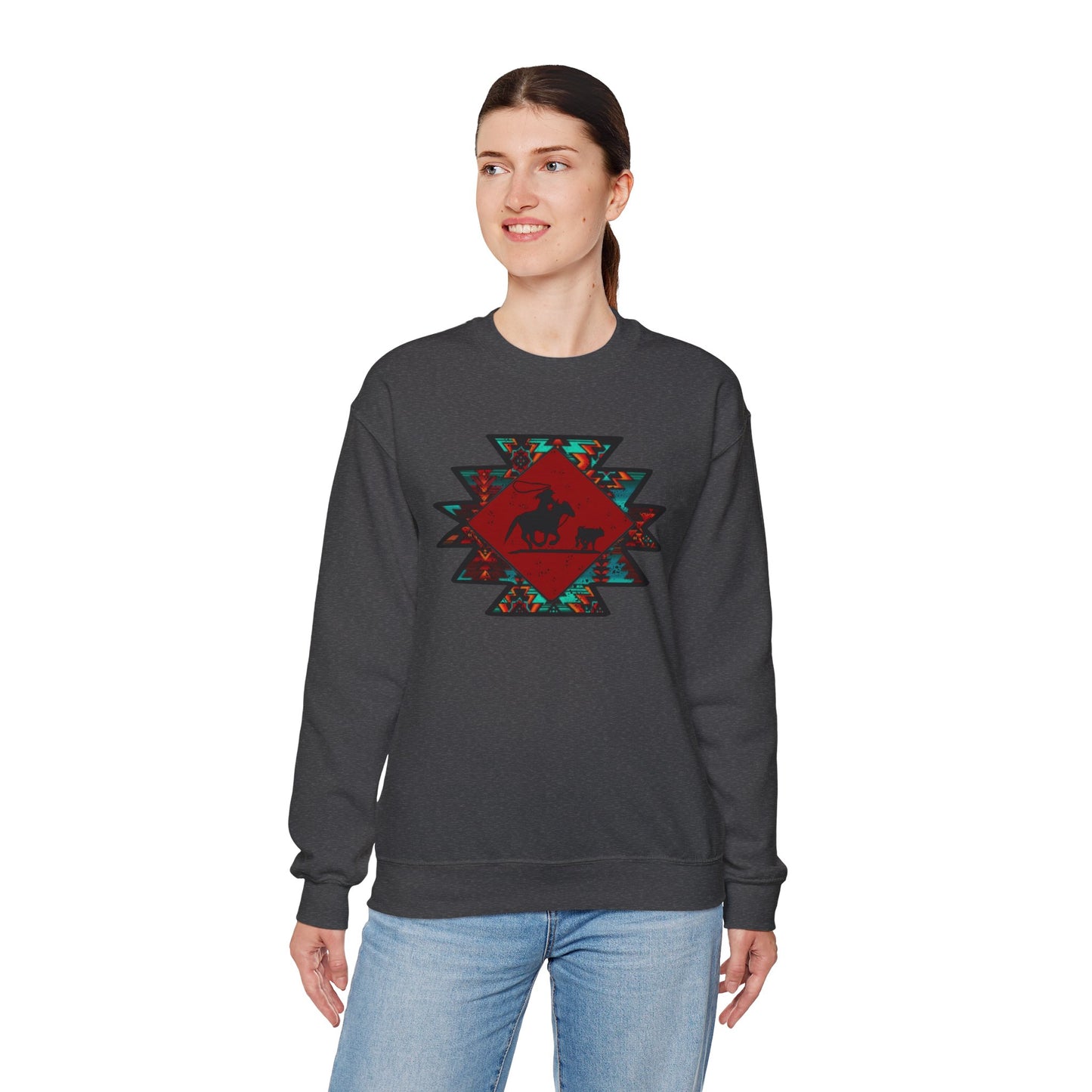 BREAKAWAY ROPING AZTEC UNISEX Heavy Blend™ Crewneck Sweatshirt