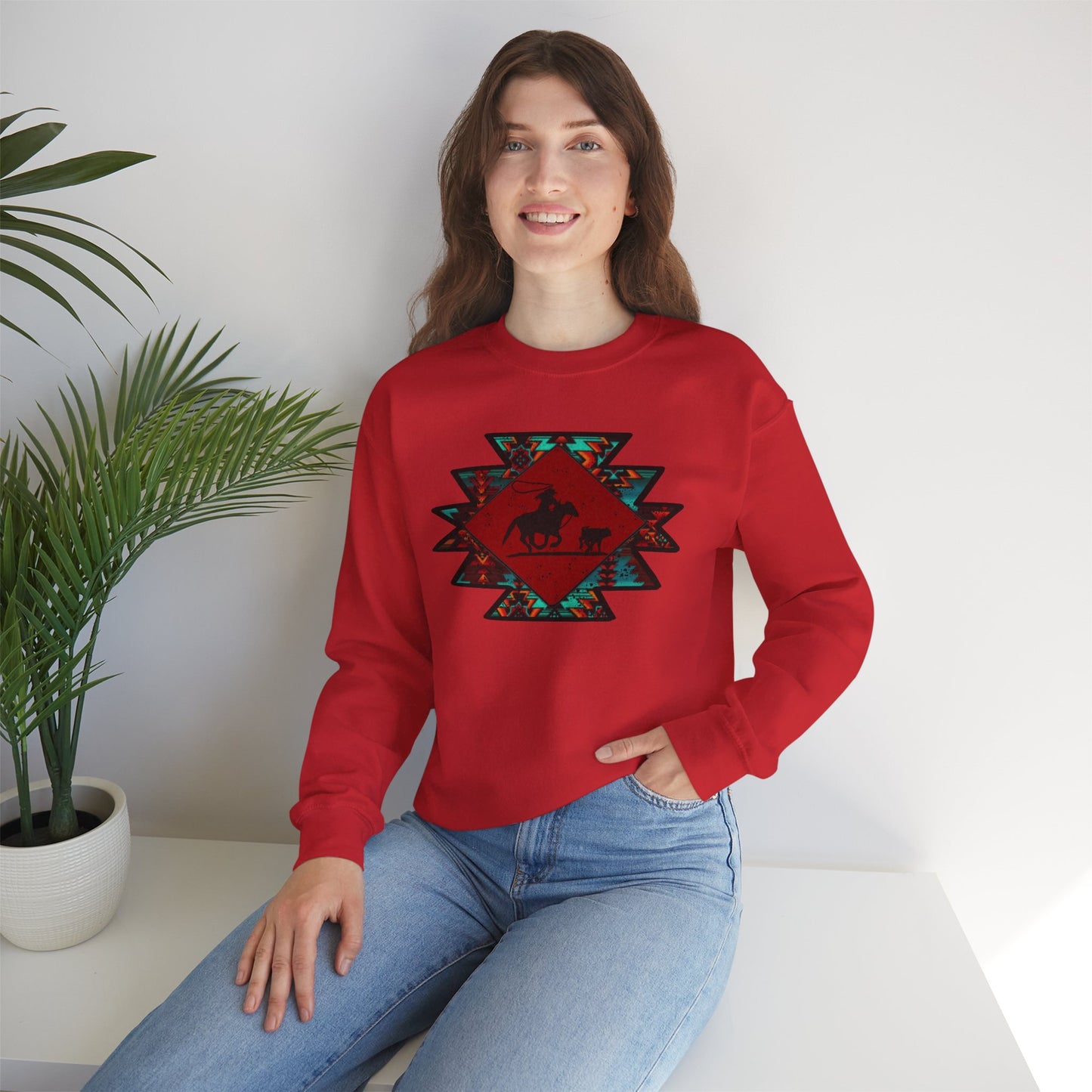 BREAKAWAY ROPING AZTEC UNISEX Heavy Blend™ Crewneck Sweatshirt