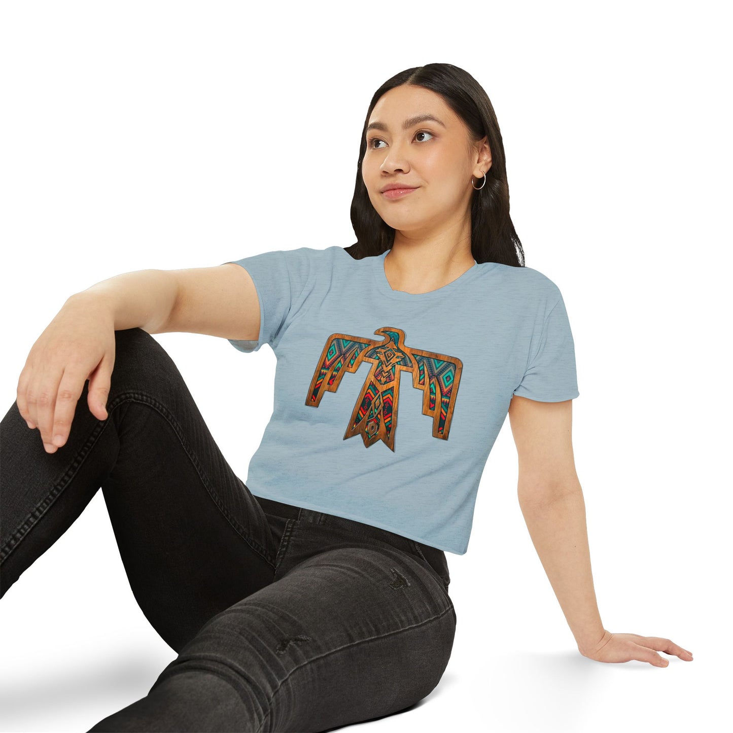 Thunderbird Western Women's Festival Crop Top - Boho Chic Graphic Tee for Music & Art Lovers