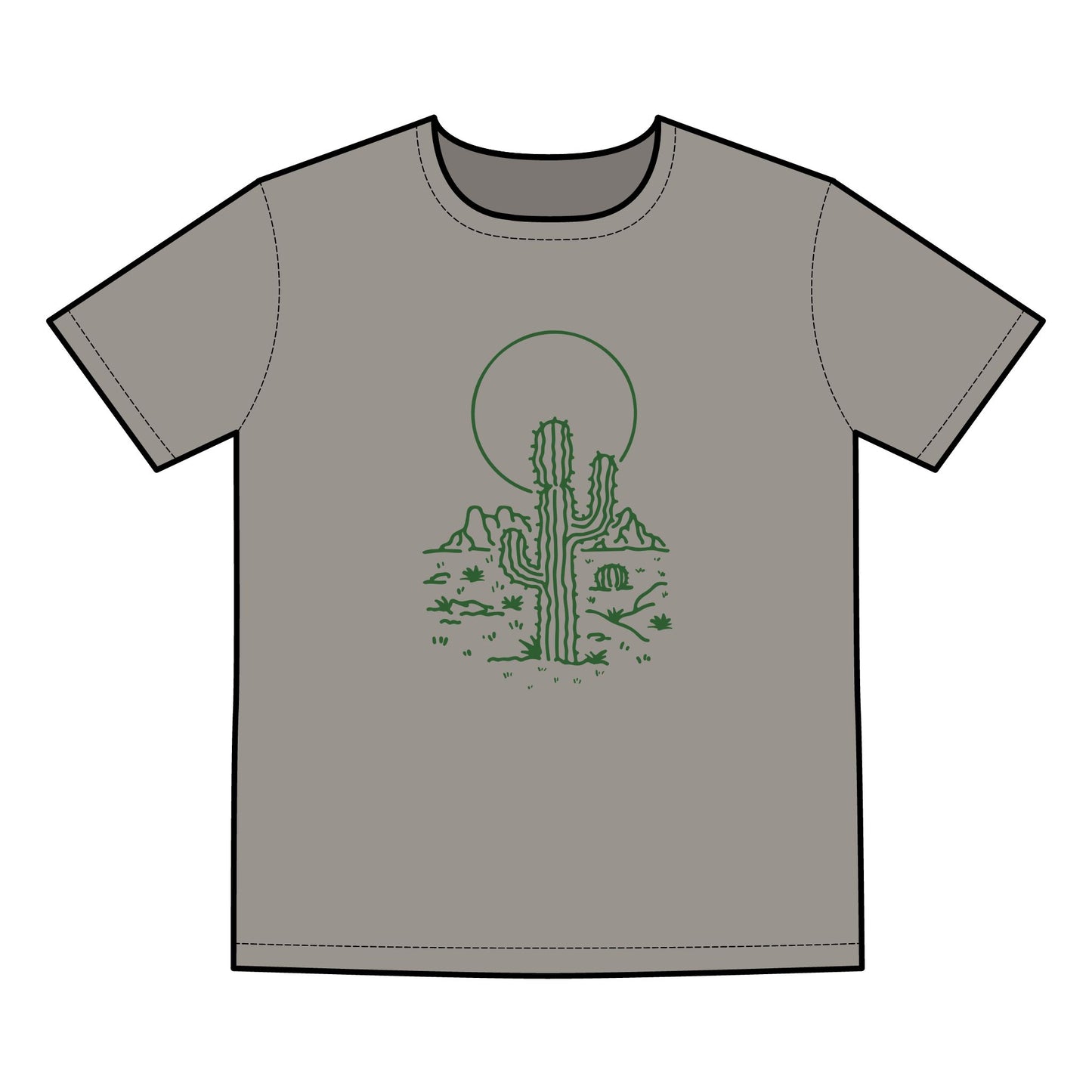 Desert Sunset Cactus Tee | Men's Basic T-Shirt | Perfect for Summer Outings & Nature Lovers