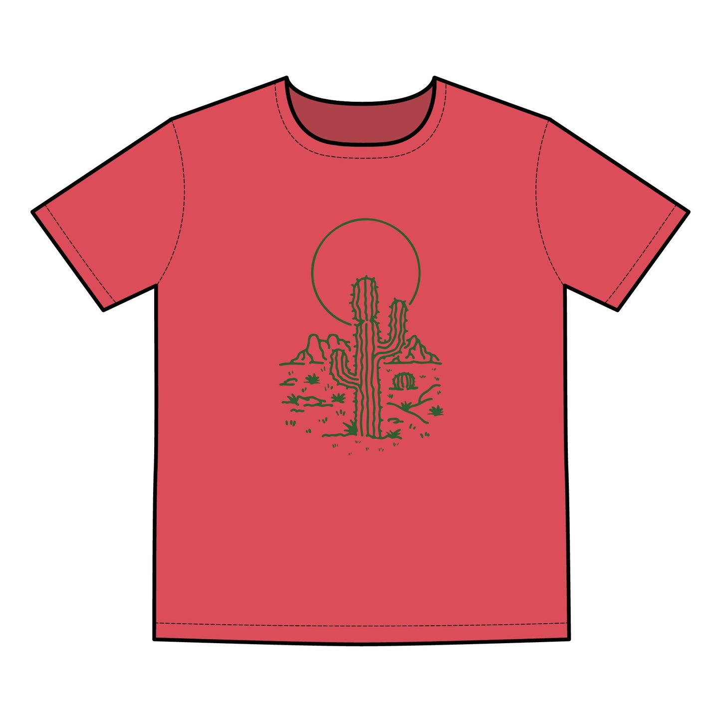 Desert Sunset Cactus Tee | Men's Basic T-Shirt | Perfect for Summer Outings & Nature Lovers