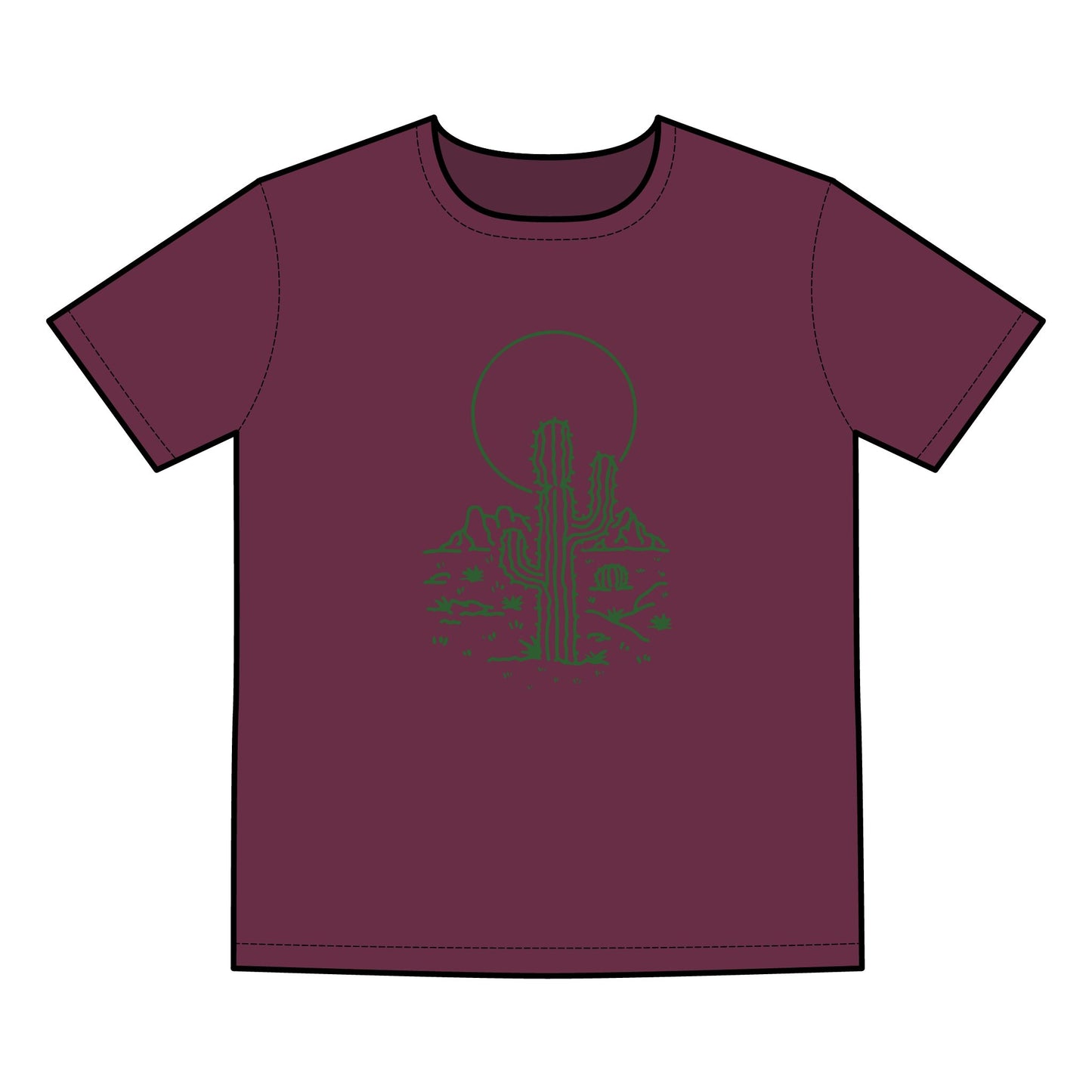 Desert Sunset Cactus Tee | Men's Basic T-Shirt | Perfect for Summer Outings & Nature Lovers