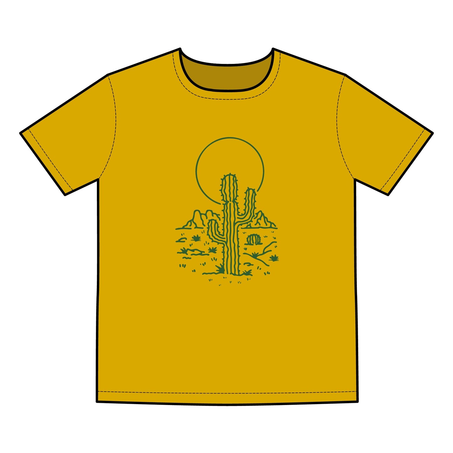Desert Sunset Cactus Tee | Men's Basic T-Shirt | Perfect for Summer Outings & Nature Lovers