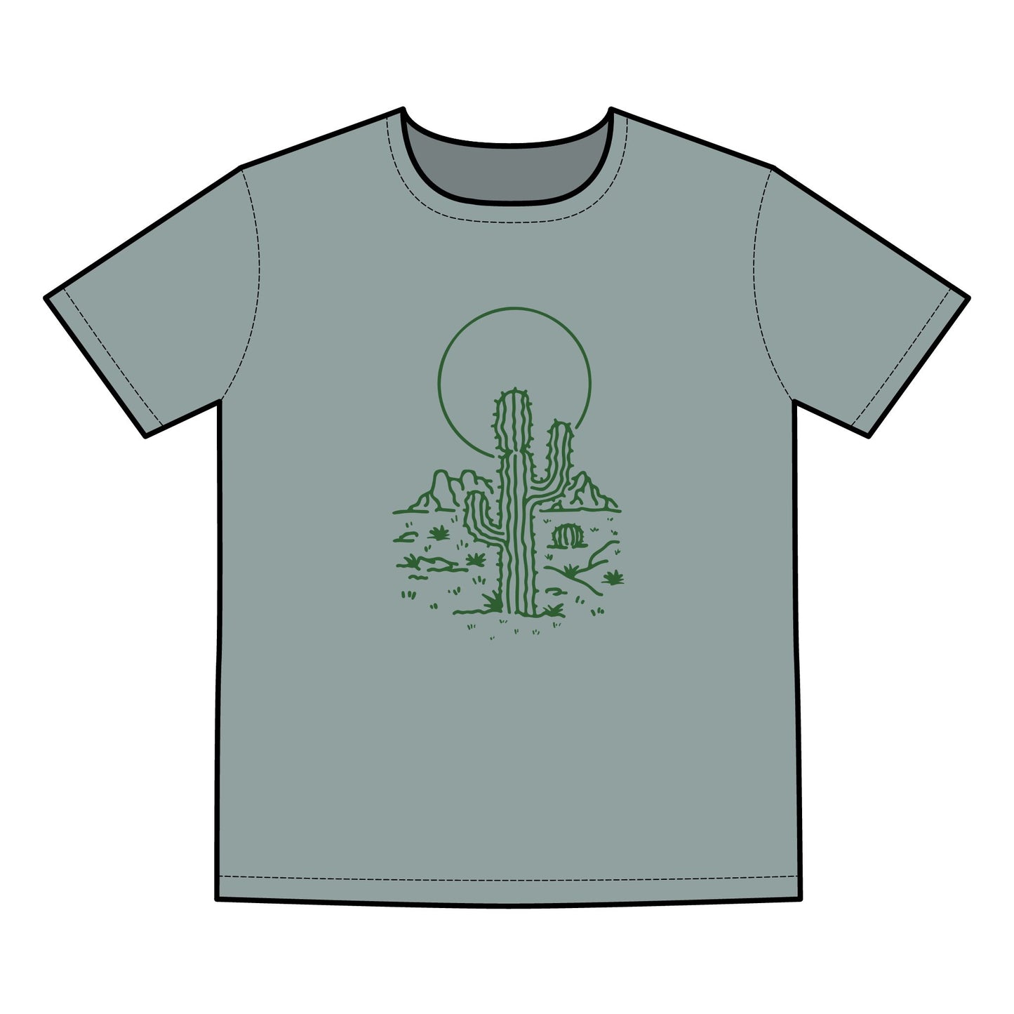 Desert Sunset Cactus Tee | Men's Basic T-Shirt | Perfect for Summer Outings & Nature Lovers