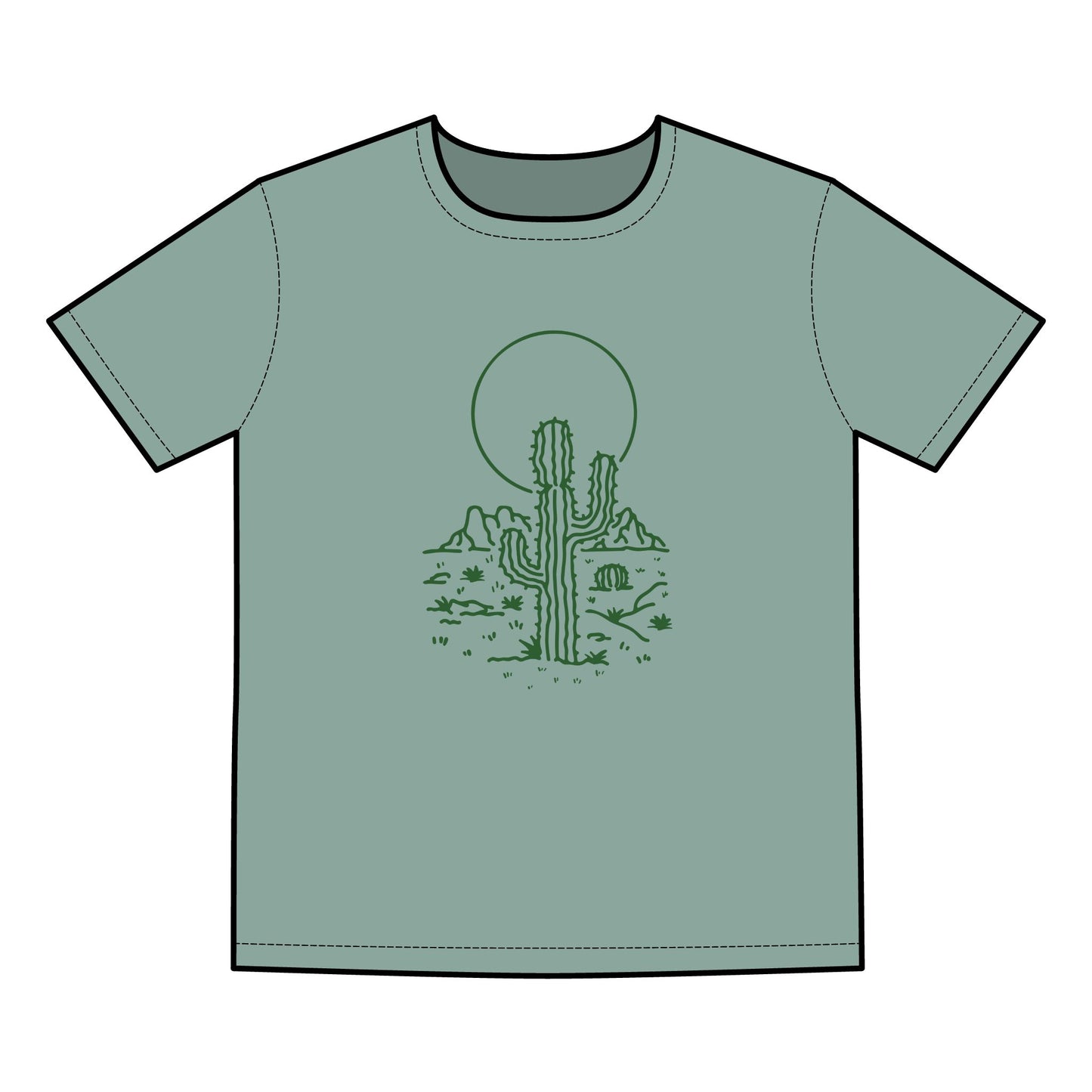 Desert Sunset Cactus Tee | Men's Basic T-Shirt | Perfect for Summer Outings & Nature Lovers
