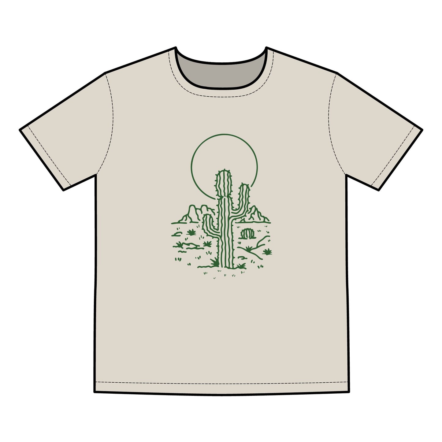 Desert Sunset Cactus Tee | Men's Basic T-Shirt | Perfect for Summer Outings & Nature Lovers