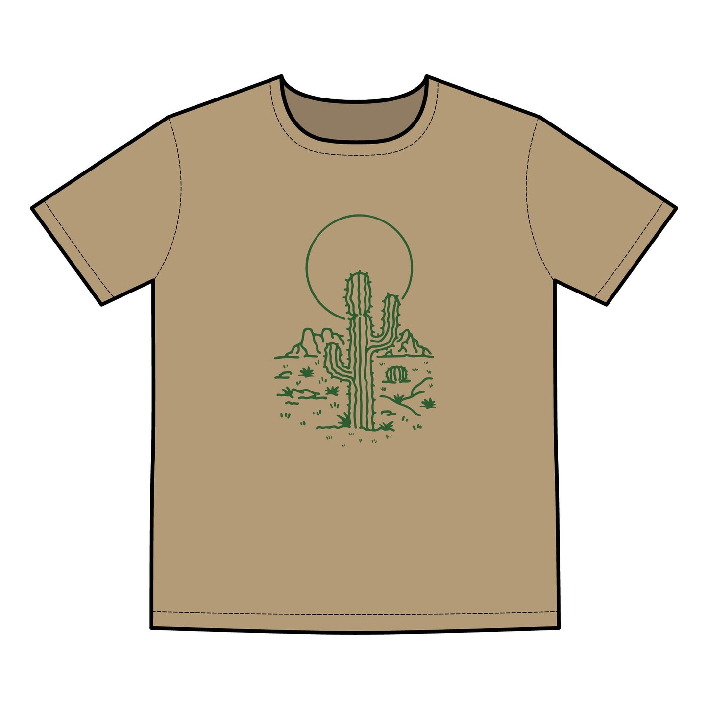 Desert Sunset Cactus Tee | Men's Basic T-Shirt | Perfect for Summer Outings & Nature Lovers