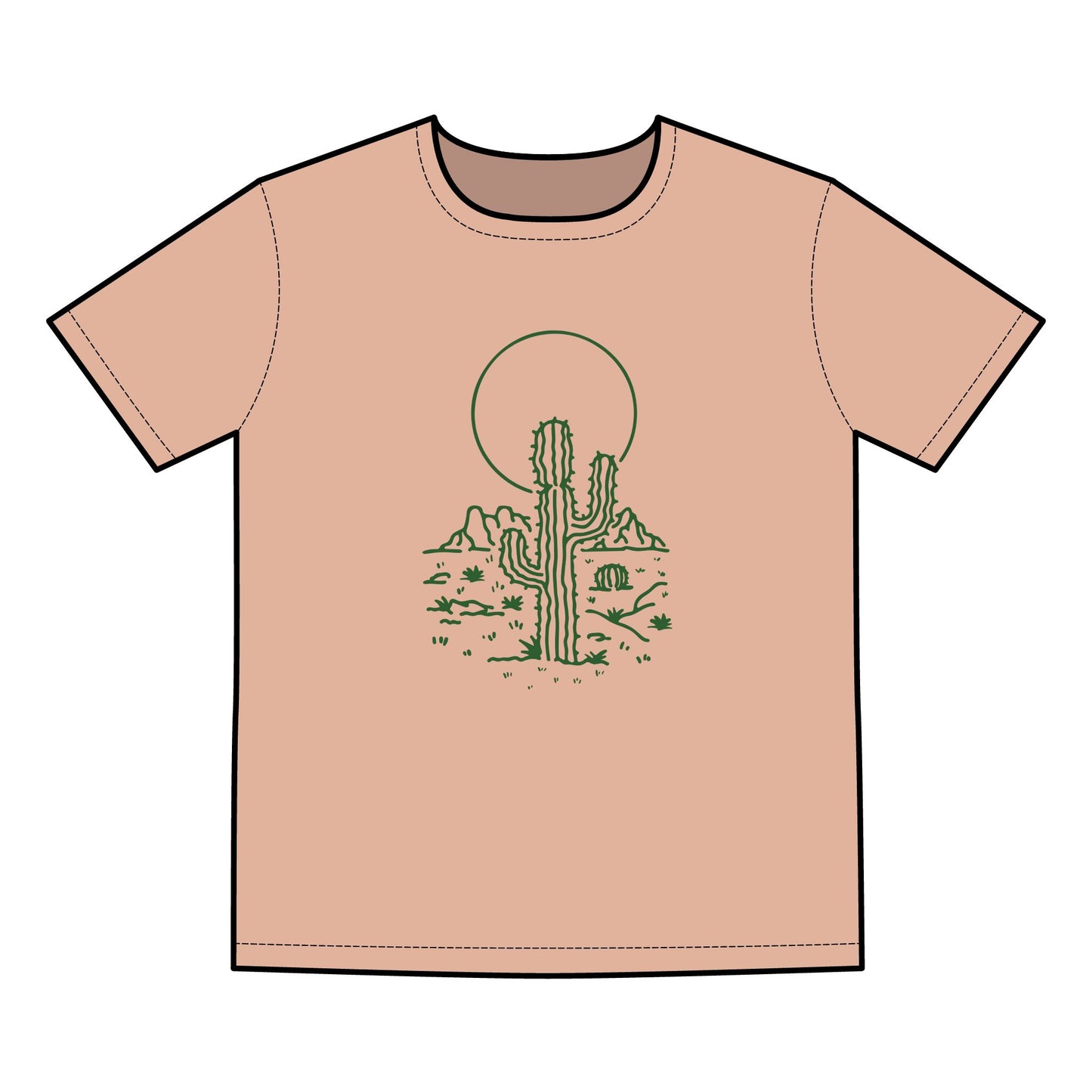Desert Sunset Cactus Tee | Men's Basic T-Shirt | Perfect for Summer Outings & Nature Lovers