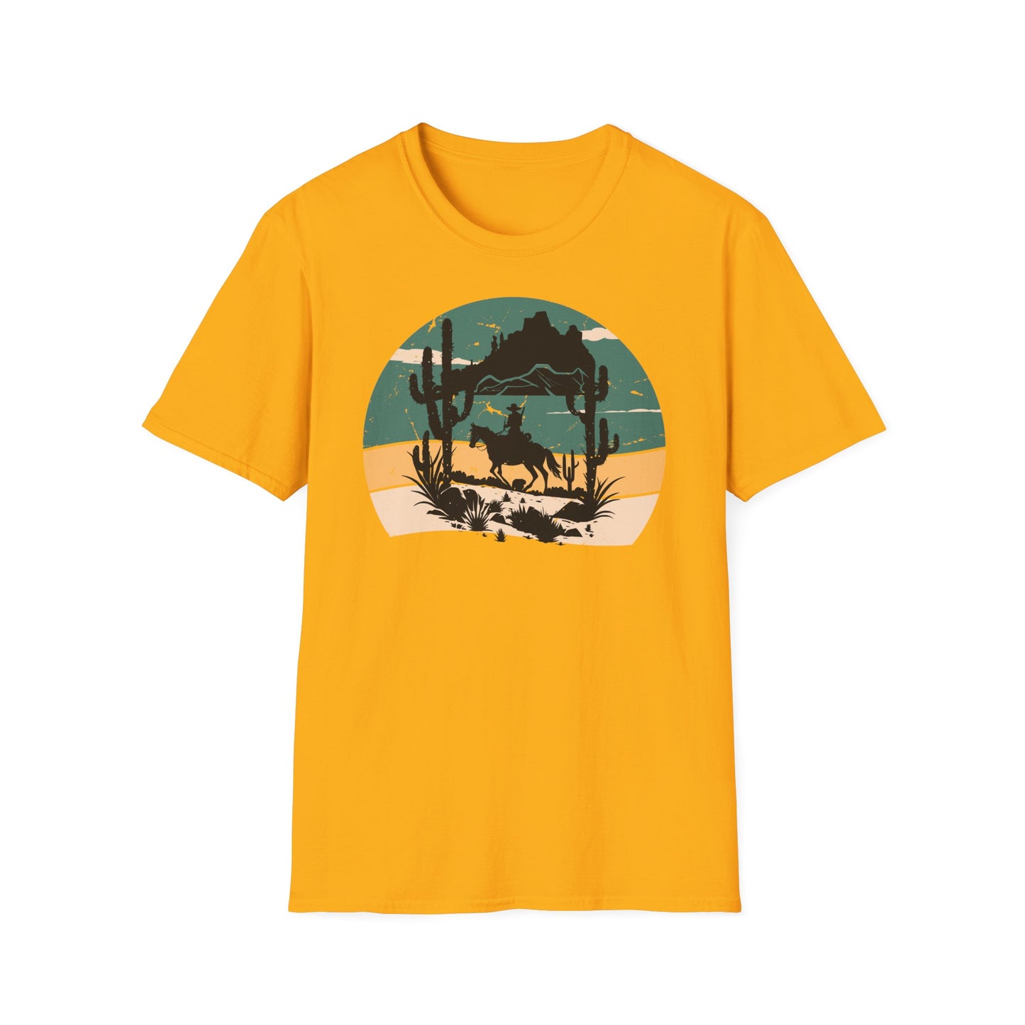 Sunset Cowboy in mountain Unisex Softstyle T-Shirt