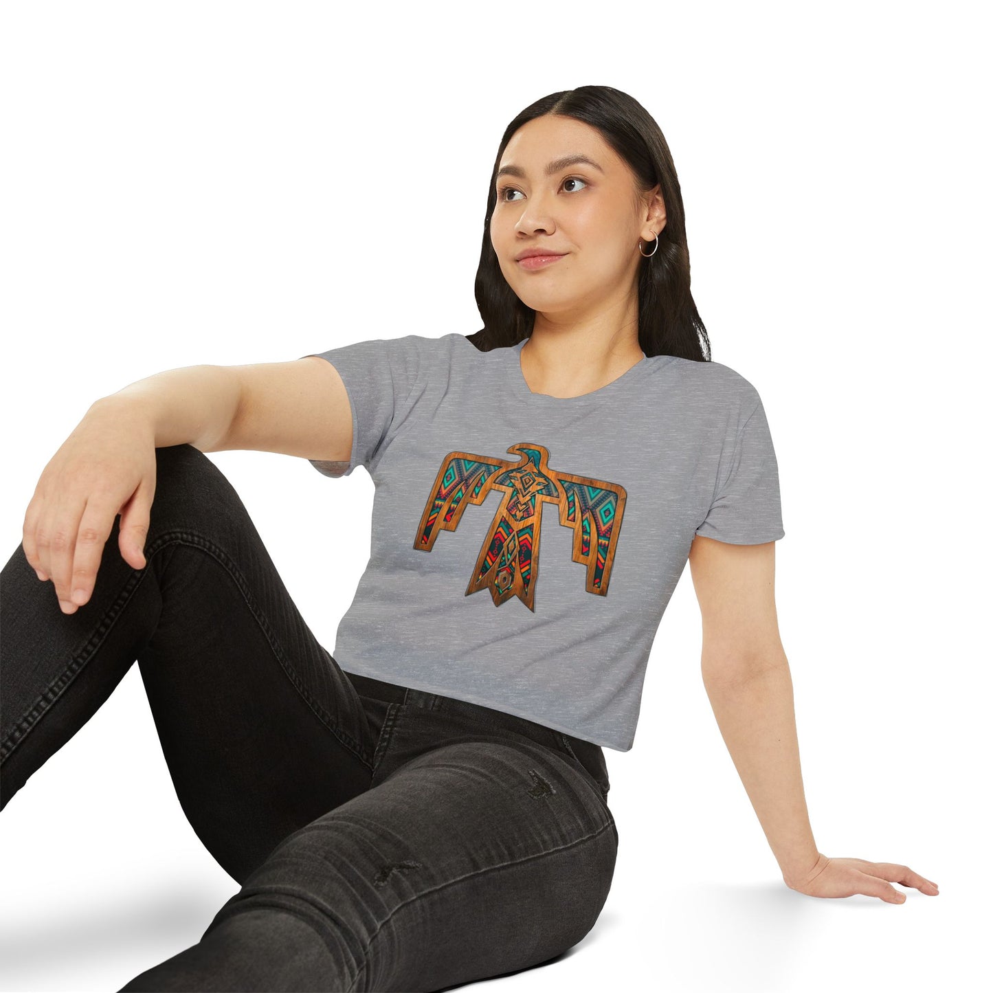 Thunderbird Western Women's Festival Crop Top - Boho Chic Graphic Tee for Music & Art Lovers