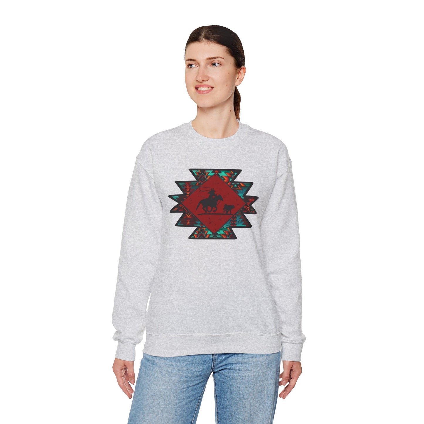 BREAKAWAY ROPING AZTEC UNISEX Heavy Blend™ Crewneck Sweatshirt