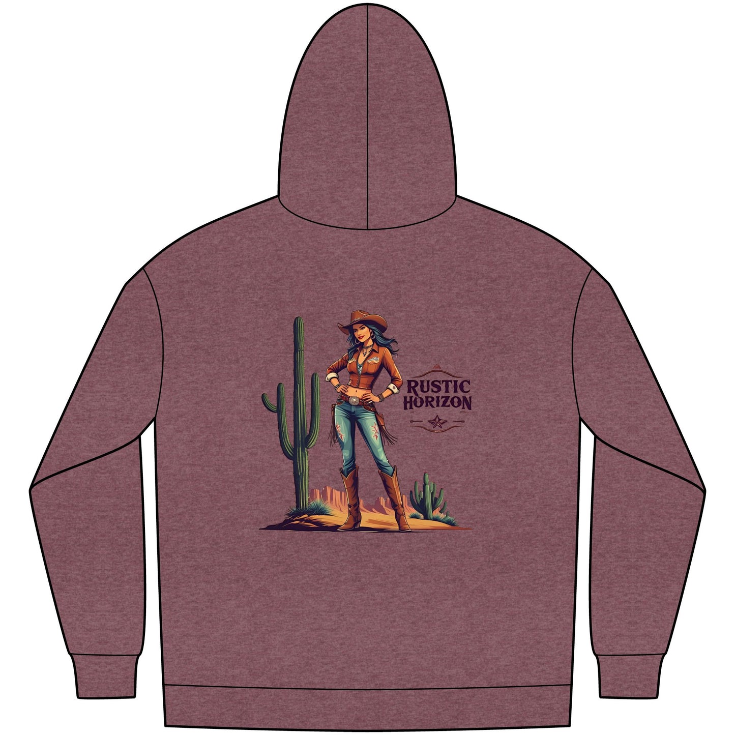 Cowgirl Unisex Western Fleece Hoodie, Rustic Fashion Sweatshirt, Cozy Winter Apparel, Gift for Rodeo Lovers, Casual Outdoor Clothing