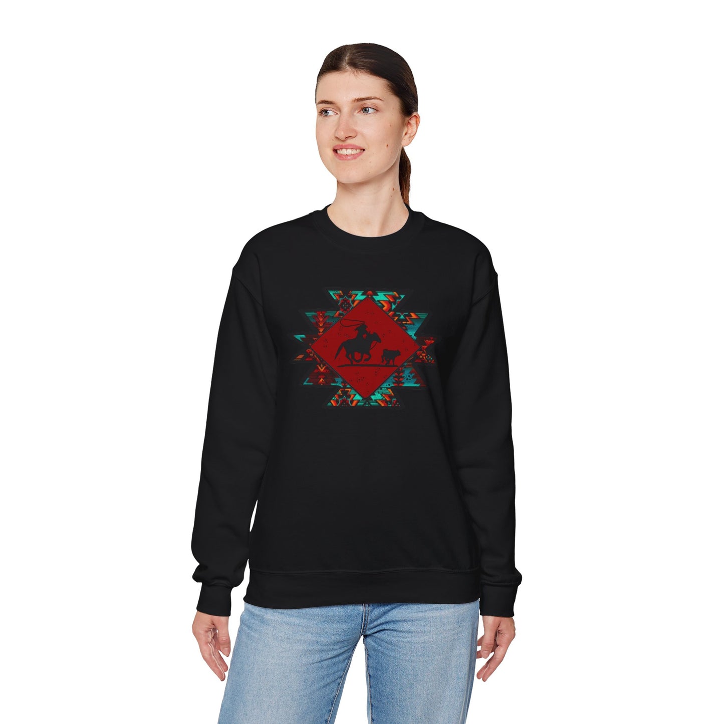 BREAKAWAY ROPING AZTEC UNISEX Heavy Blend™ Crewneck Sweatshirt