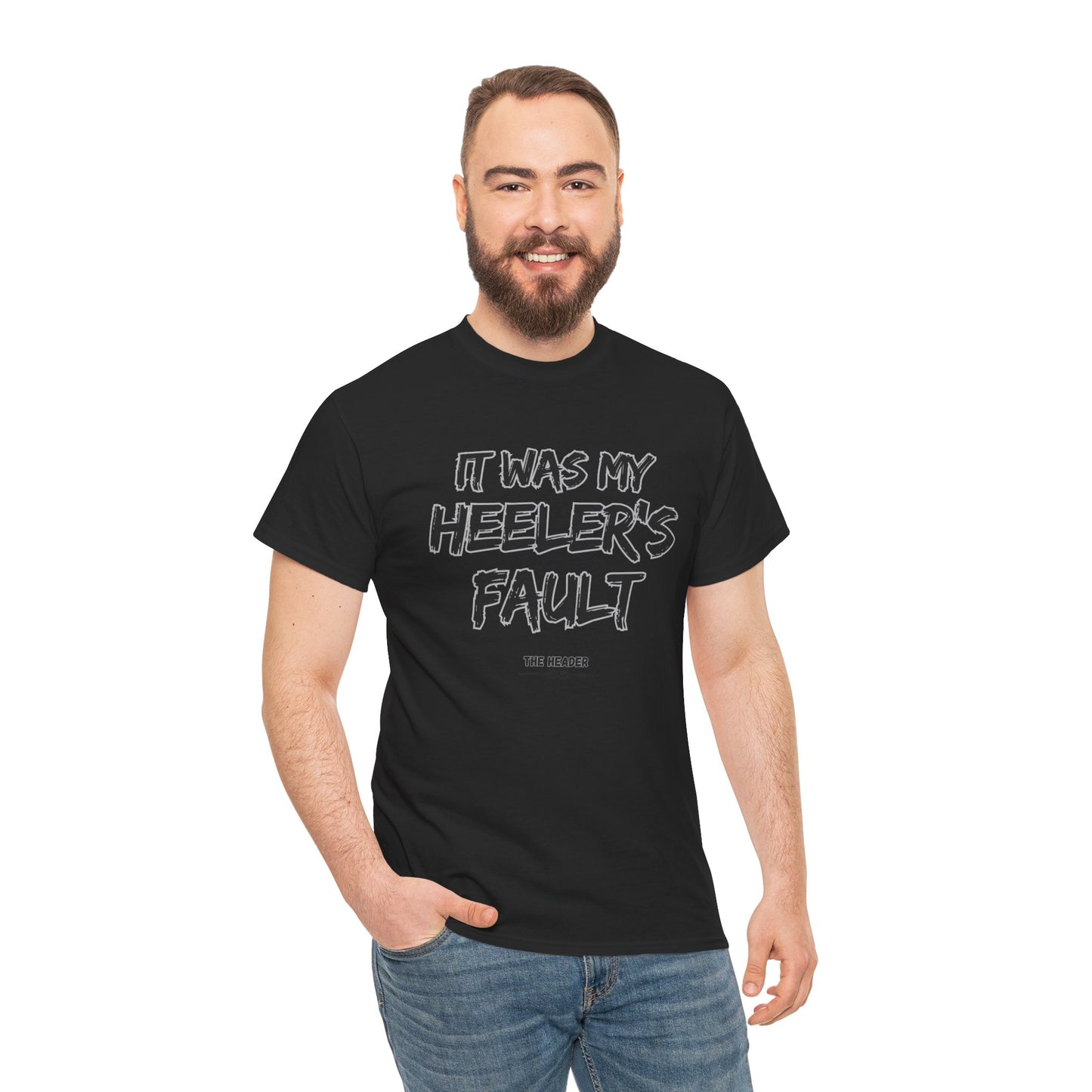 HEELER'S FAULT TEAM ROPING PARTNER RODEO Unisex Heavy Cotton Tee