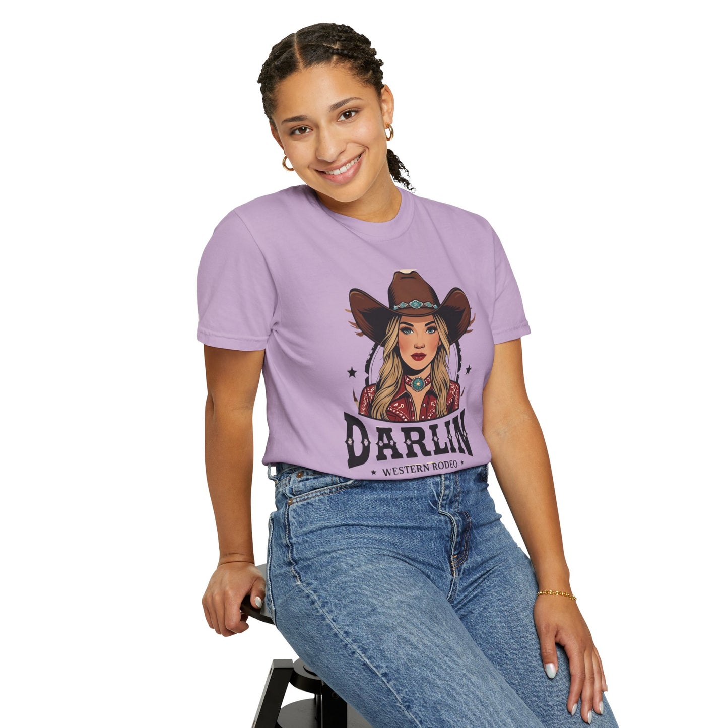 Darlin Rustic Horizon Cowgirl  UNISEX T-Shirt｜Festival Wear, Casual Outfit, Gift for Nature Lovers, Vintage Style Tee, Summer Essential