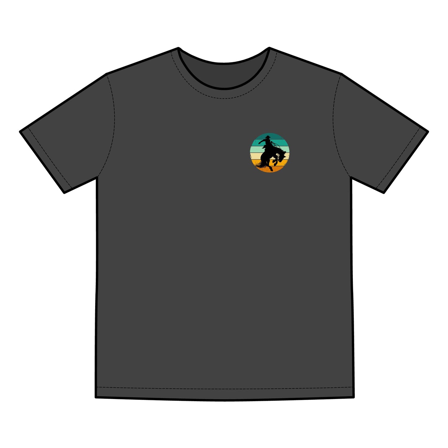 Saddle Bronck Rider Cowboy Men's Faded Tee - Retro Outdoor Vibe