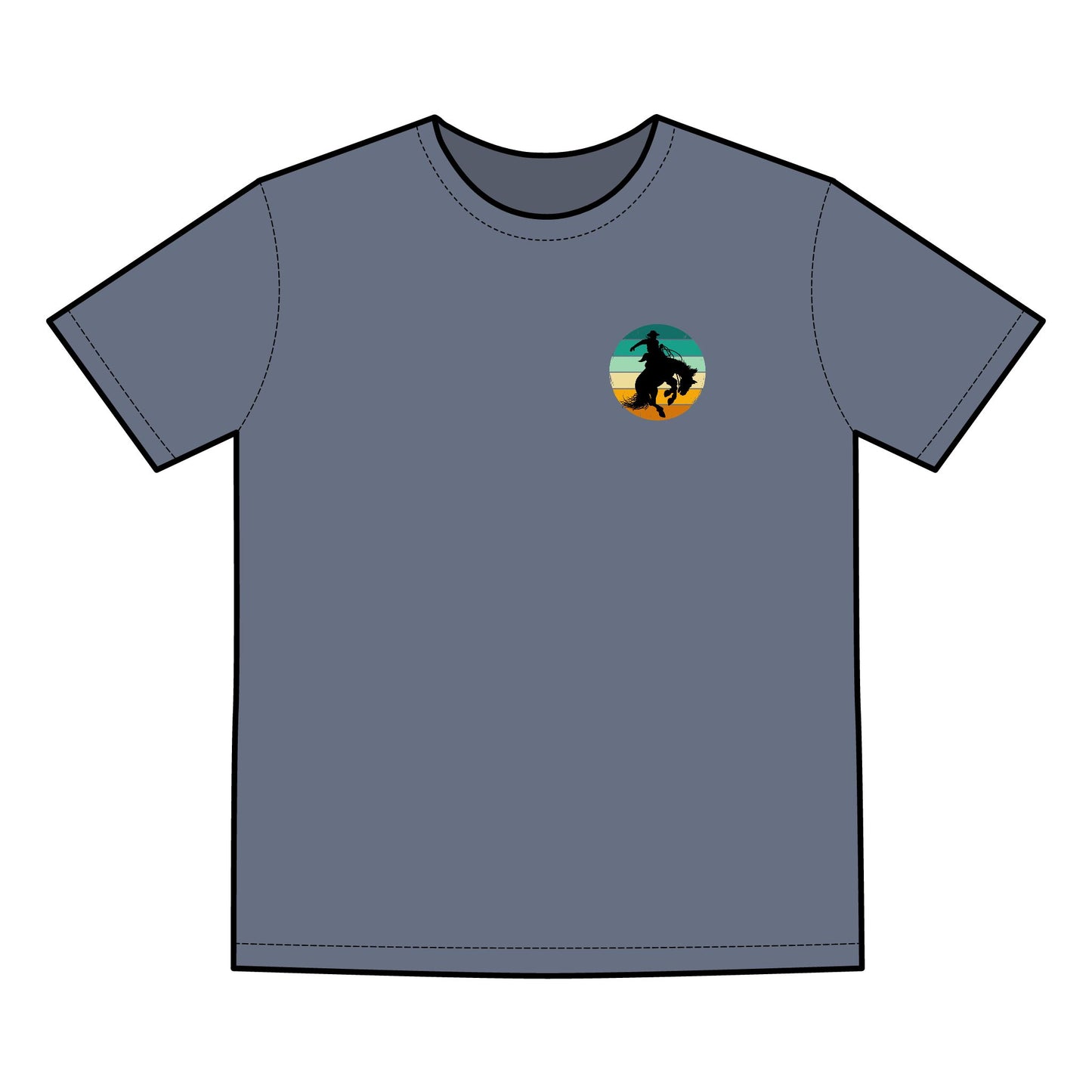 Saddle Bronck Rider Cowboy Men's Faded Tee - Retro Outdoor Vibe