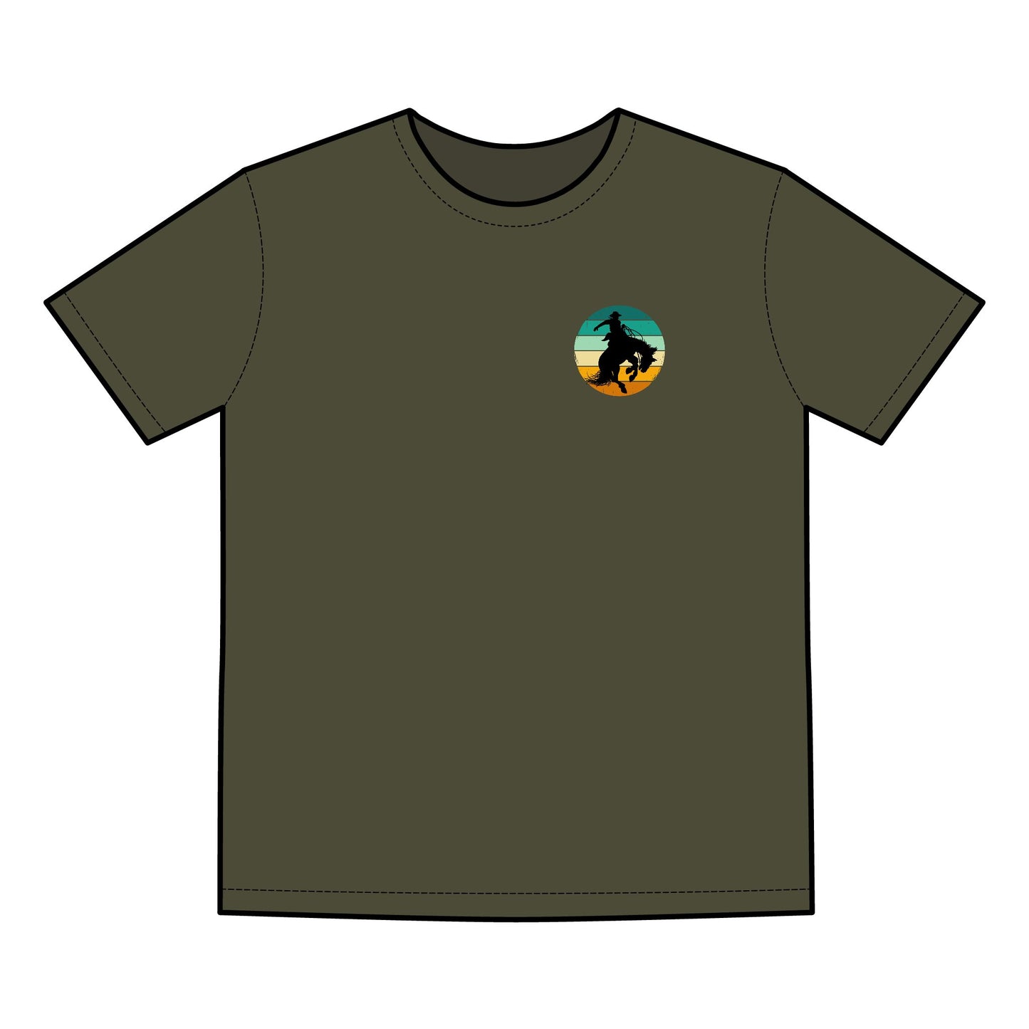 Saddle Bronck Rider Cowboy Men's Faded Tee - Retro Outdoor Vibe