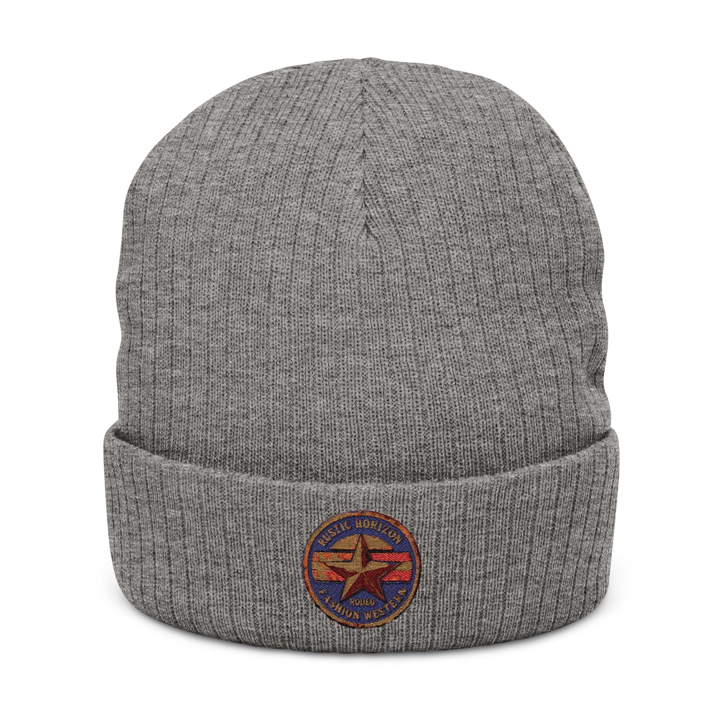 Rustic Horizon Logo Cozy Embroidered Knit Beanie, Winter Accessories, Warm Hat, Gift for Him/Her, Casual Fashion for All Seasons, Embroidered Beanie
