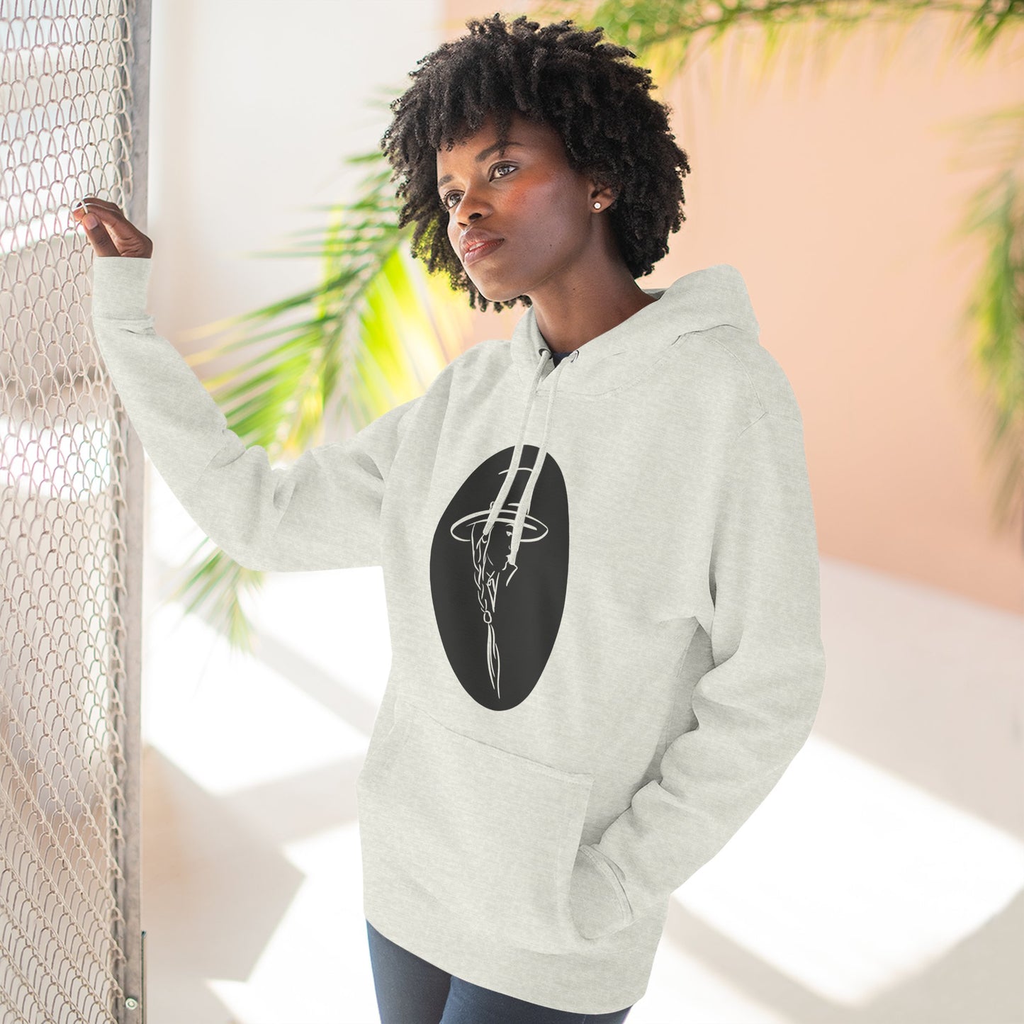 Stylish Three-Panel Fleece Hoodie with Minimalist Design