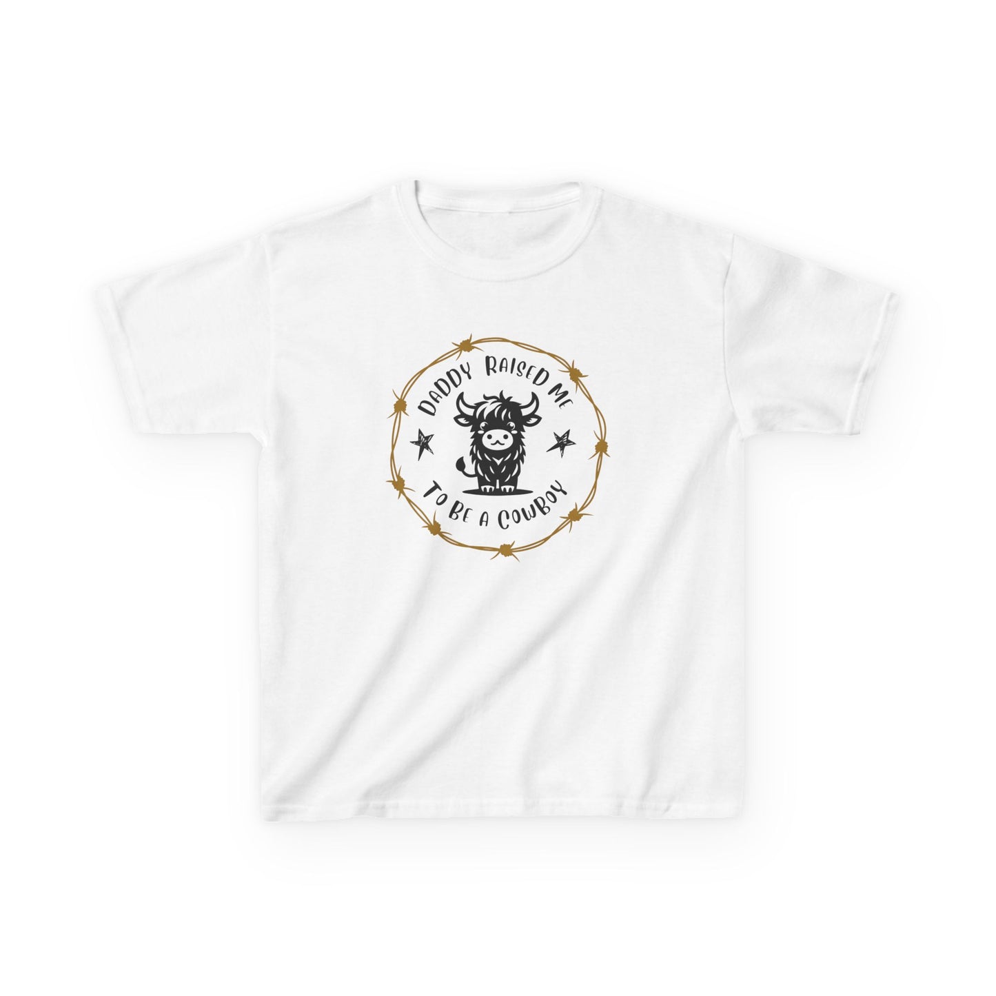 DADDY RAISED ME TO BE A COWBOY JUNIOR Kids Heavy Cotton™ Tee