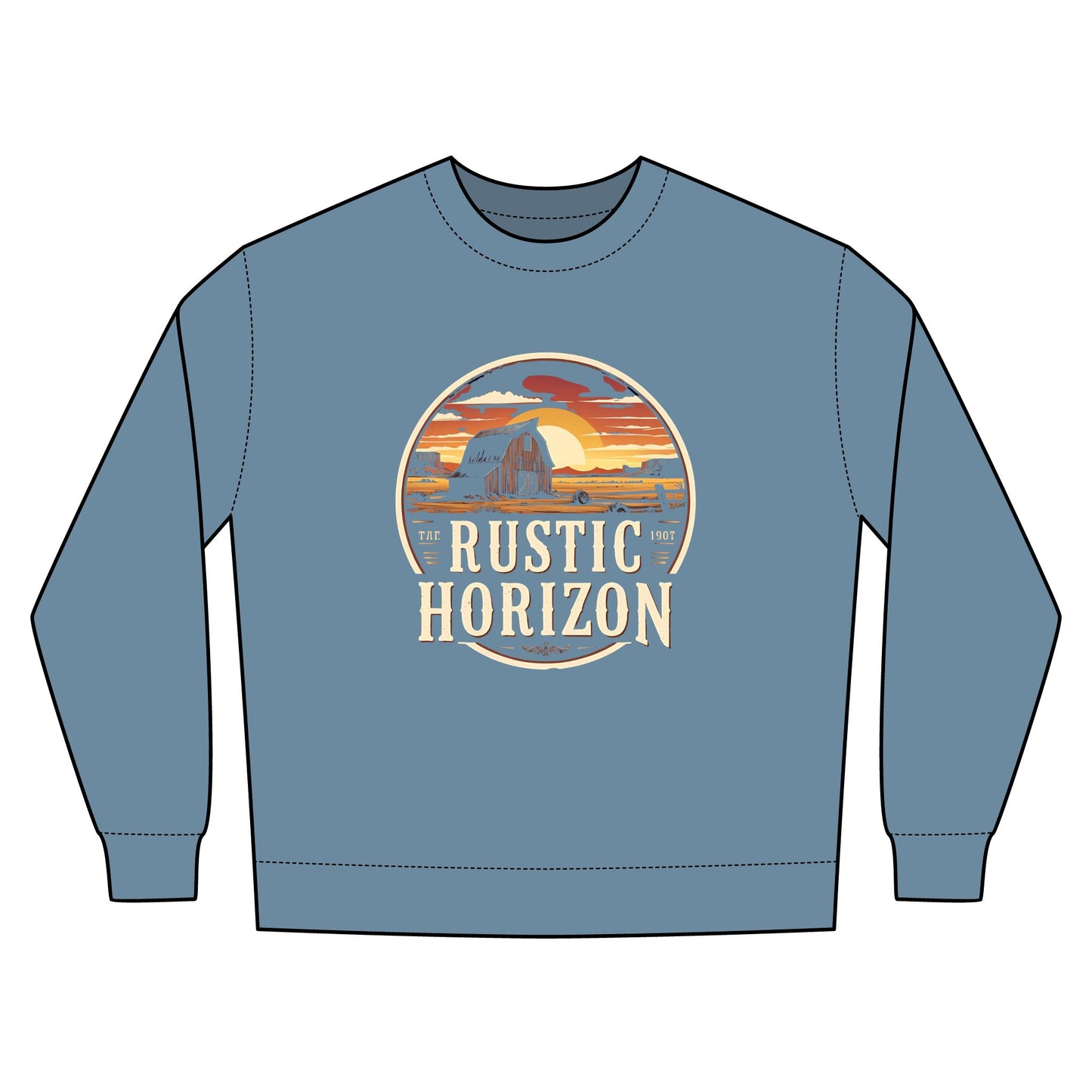 Rustic Horizon Rodeo Sweatshirt, Unisex Casual Crewneck, Western Style Pullover, Perfect for Fall, Gift for Rodeo Fans