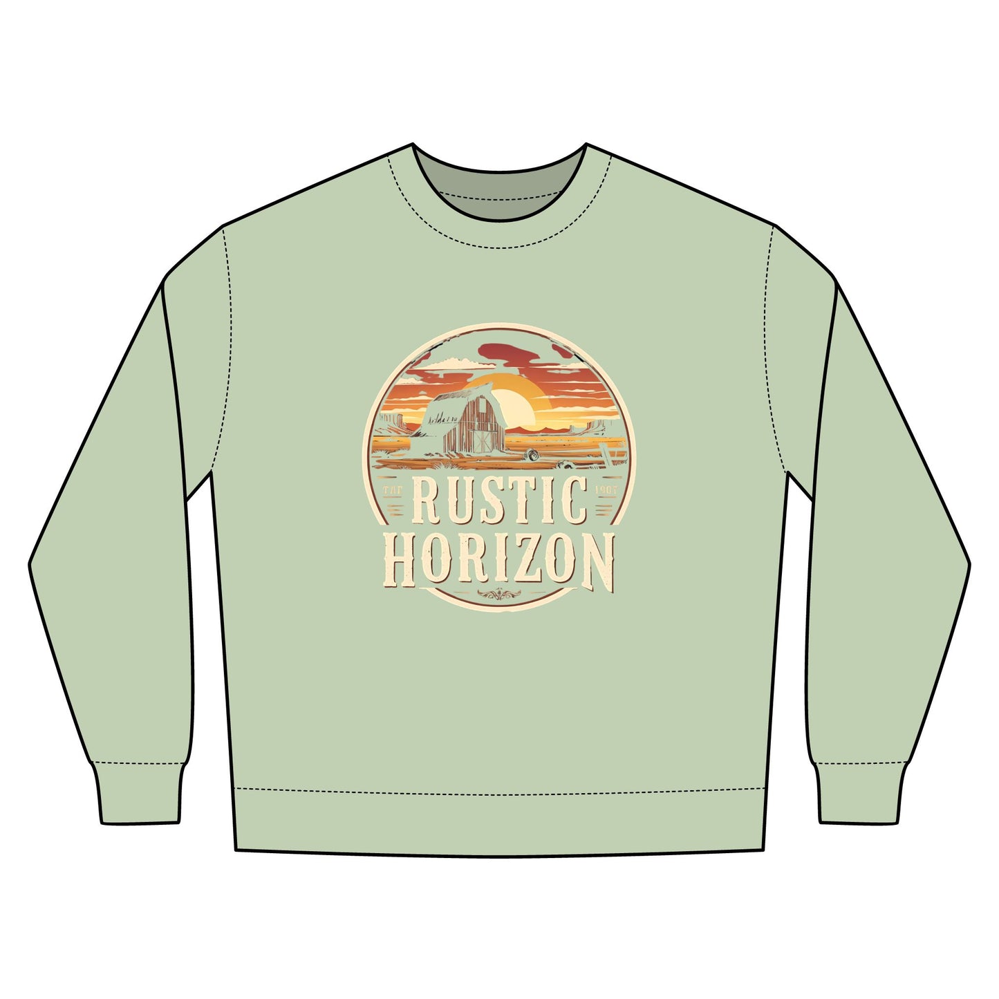Rustic Horizon Rodeo Sweatshirt, Unisex Casual Crewneck, Western Style Pullover, Perfect for Fall, Gift for Rodeo Fans
