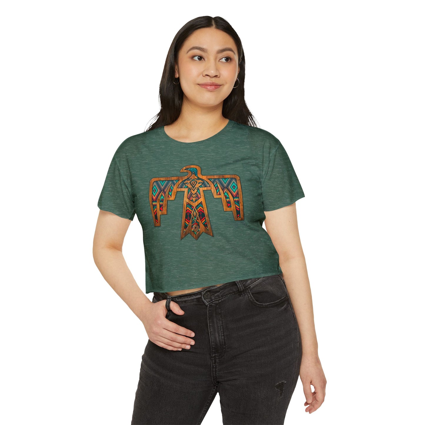 Thunderbird Western Women's Festival Crop Top - Boho Chic Graphic Tee for Music & Art Lovers