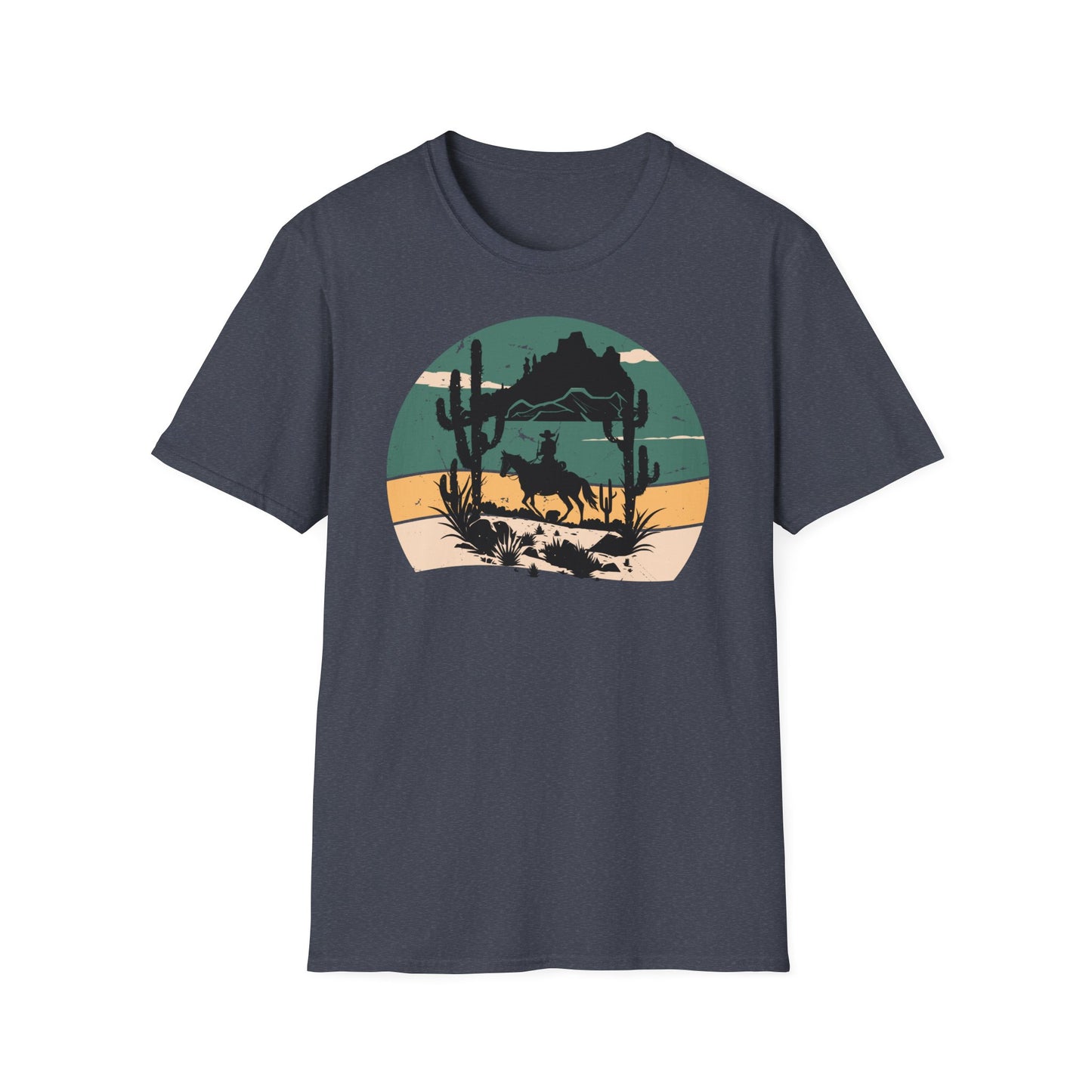Sunset Cowboy in mountain Unisex Softstyle T-Shirt