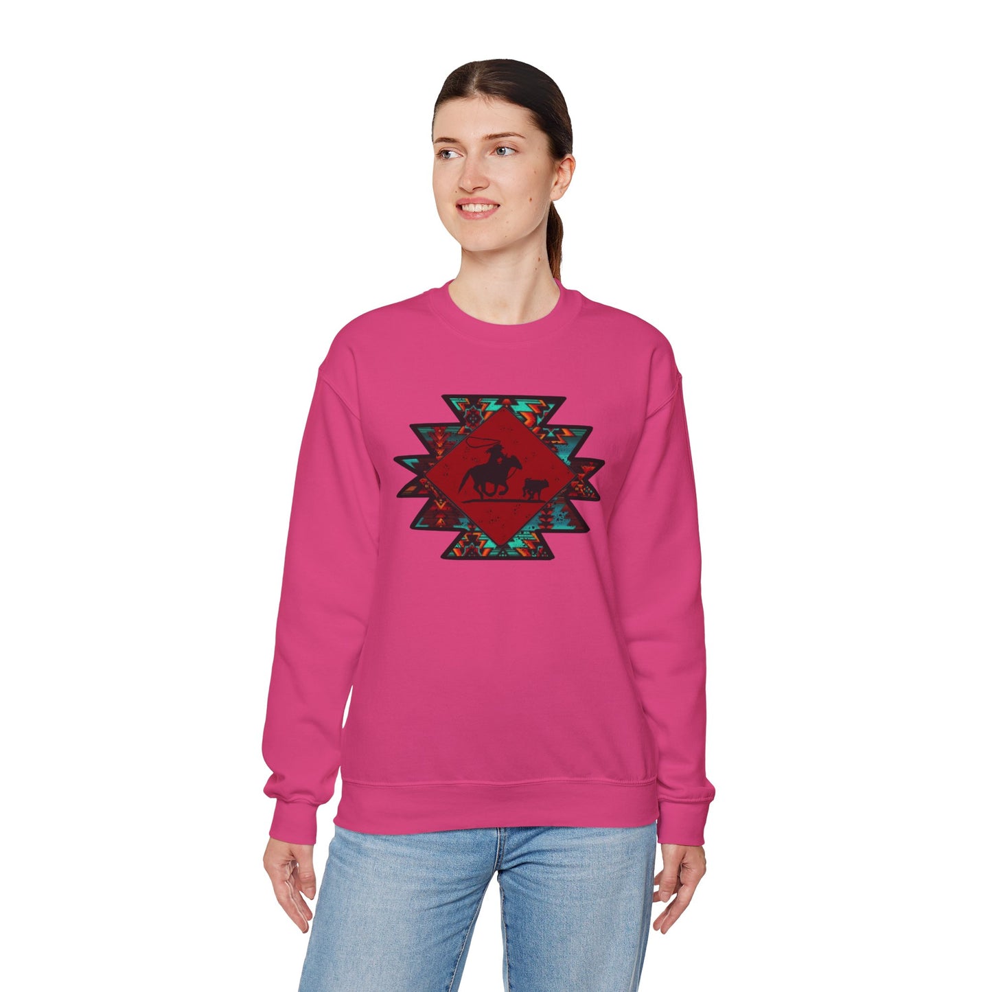 BREAKAWAY ROPING AZTEC UNISEX Heavy Blend™ Crewneck Sweatshirt