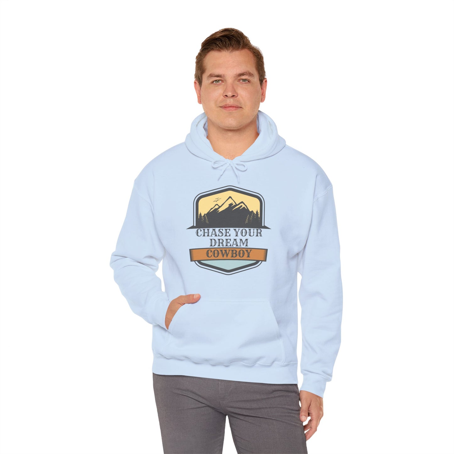 CHASE YOUR DREAM COWBOW MOUNTAIN Unisex Heavy Blend™ Hooded Sweatshirt